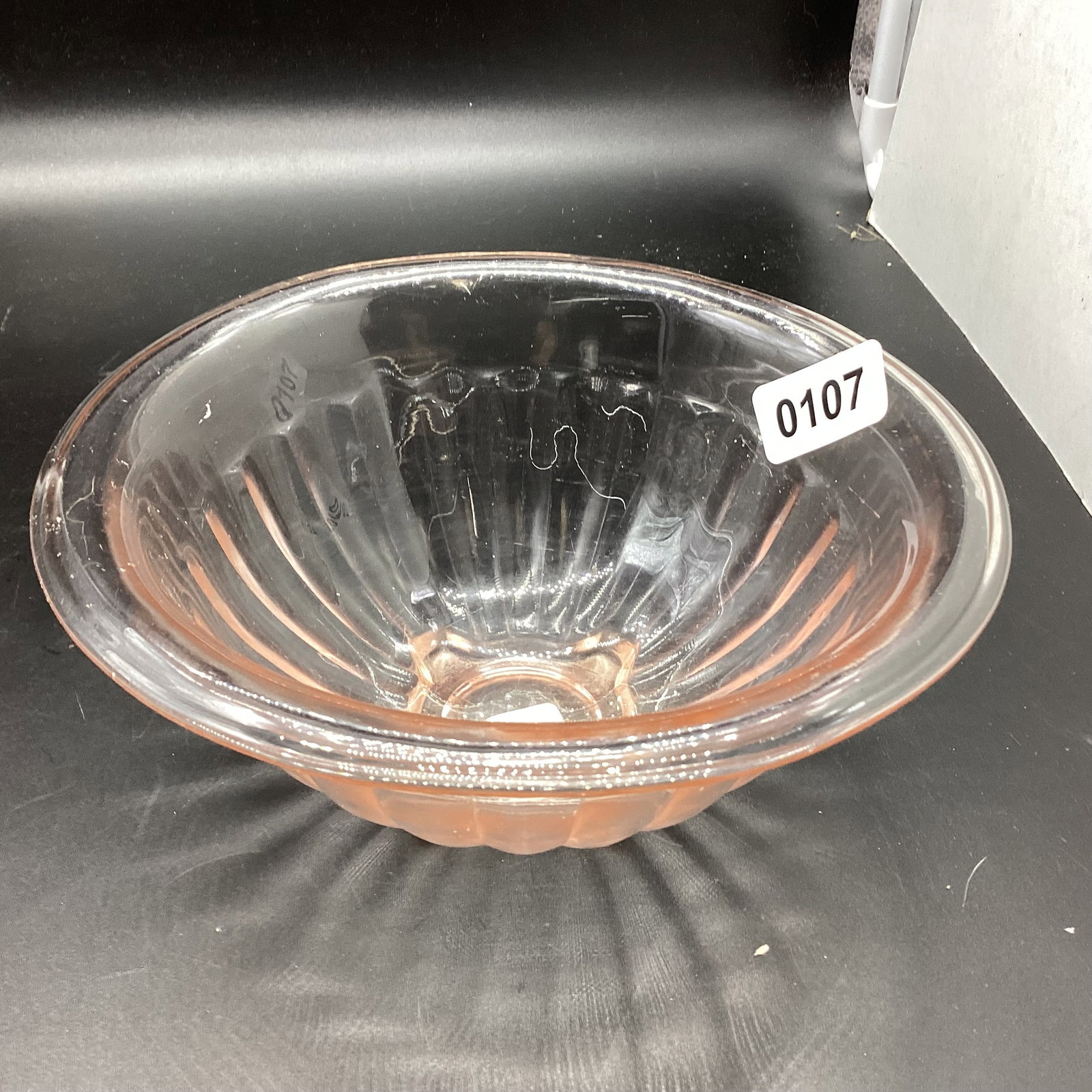PINK KITCHENWARE MIXING BOWL: 3 1/4 X 7 1/2 GOOD SHAPE