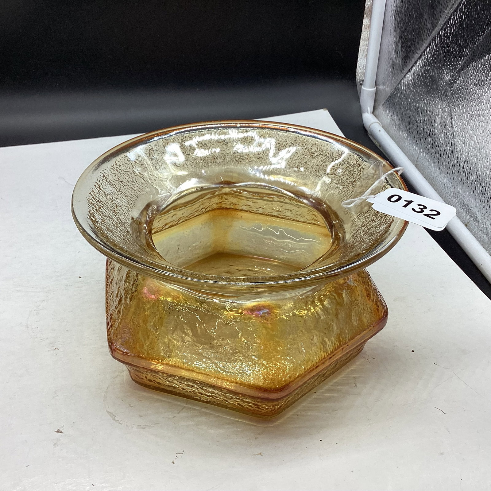 VINTAGE MARIGOLD CARNIVAL GLASS SPITTON