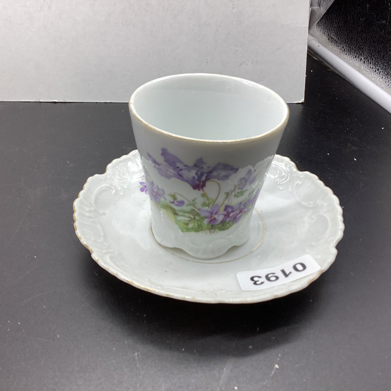 DEMITASSIE PORCELIAN CUP & SAUCER: GOOD SHAPE