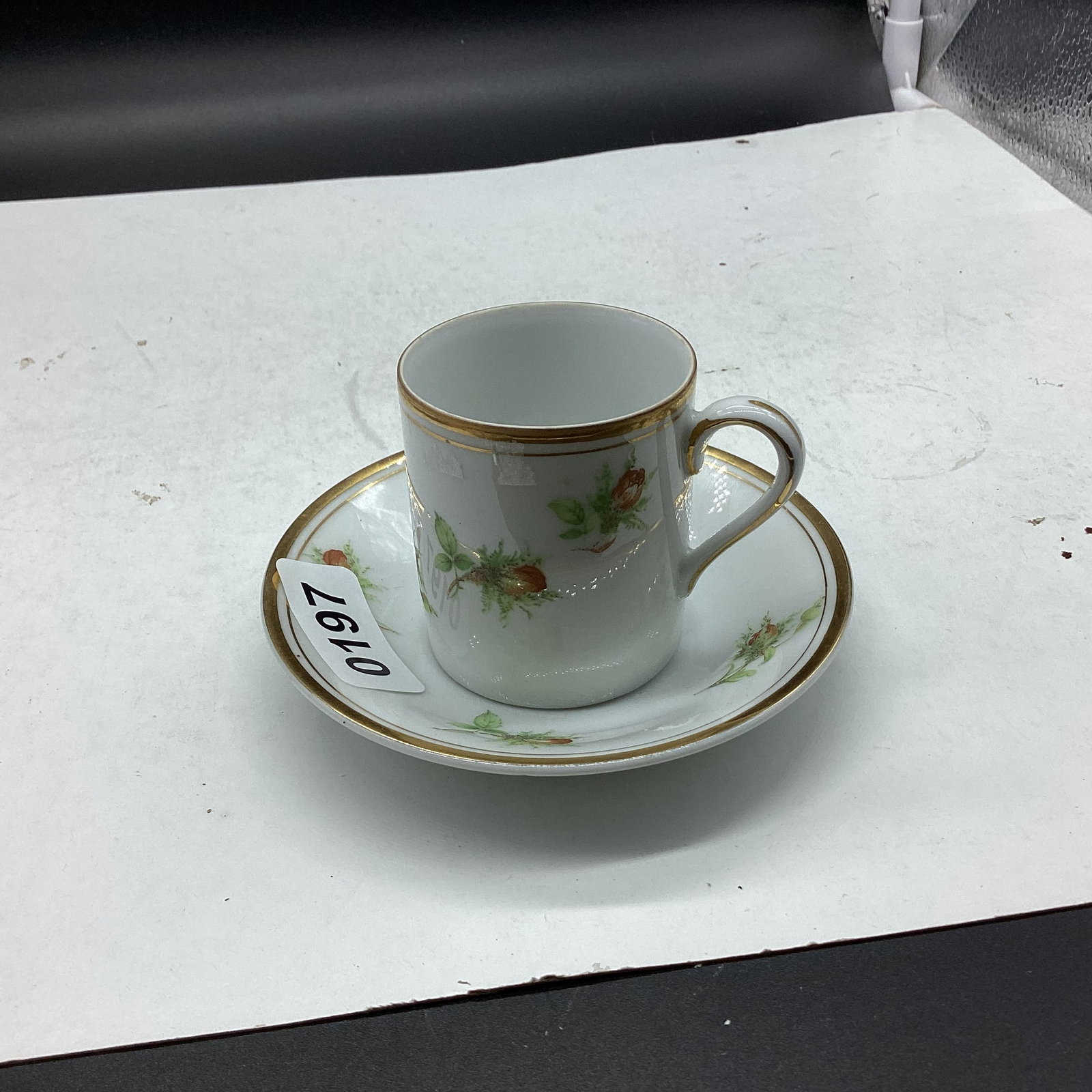 DEMITASSIE PORCELIAN CUP& SAUCER: GOOD SHAPE