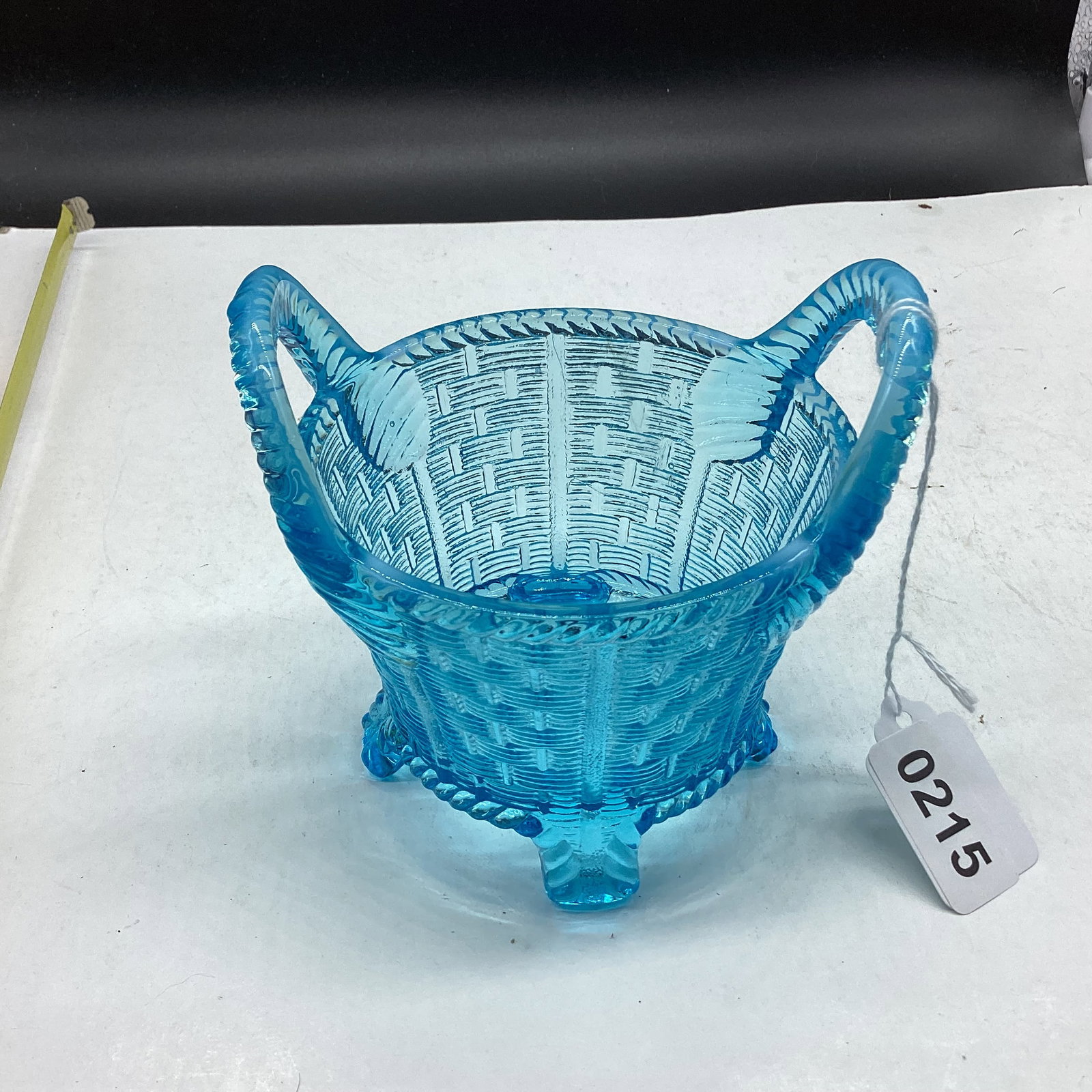 BLUE NORTHWOOD OPALESCENT BUSHEL CARNIVAL BASKET