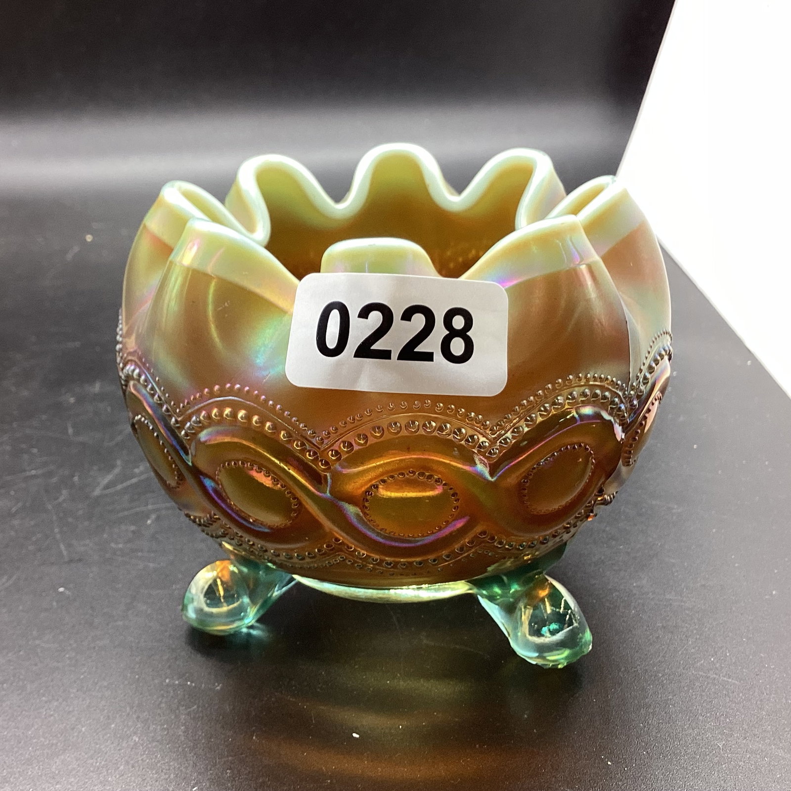 NORTHWOOD BEADED CABLE AQUA ROSE BOWL