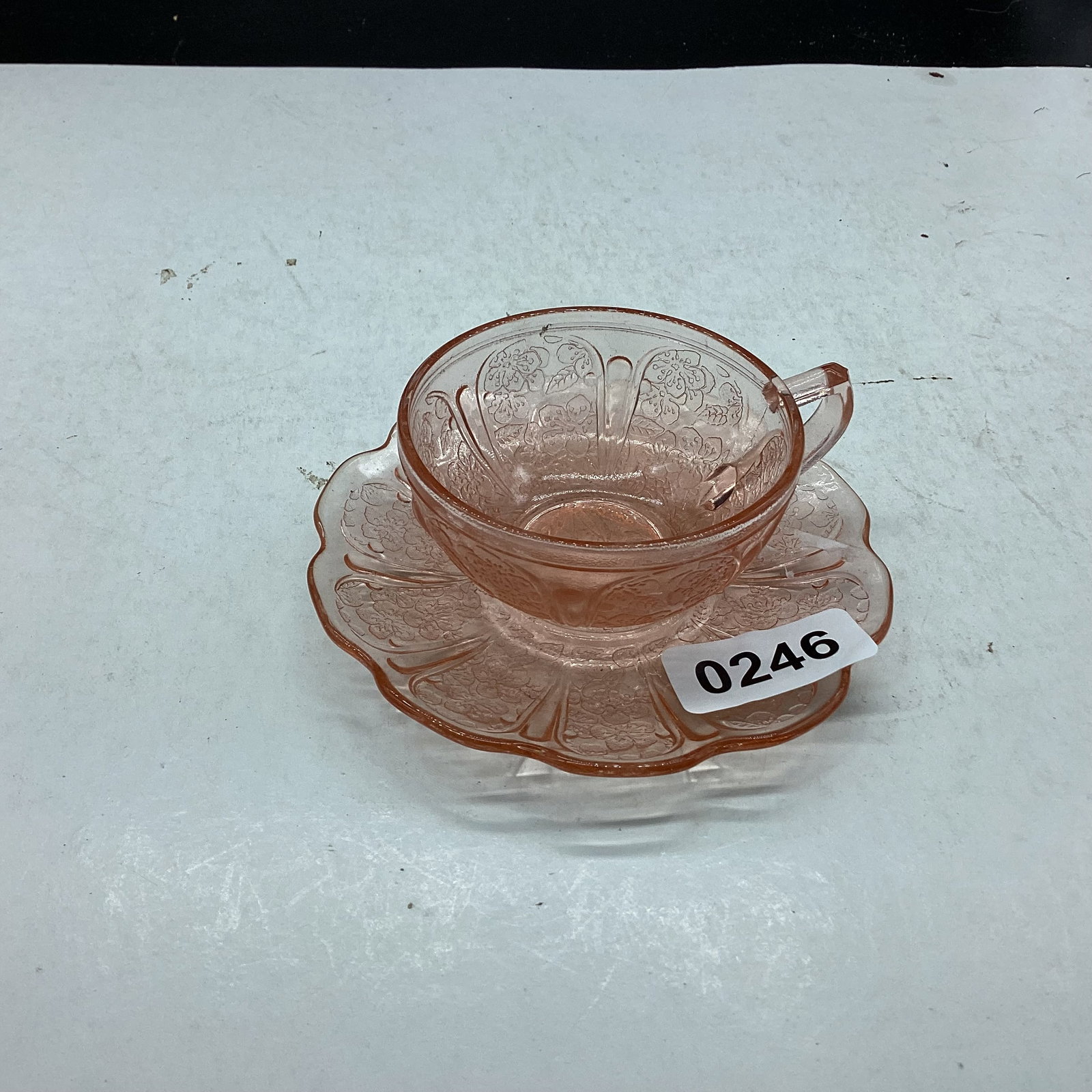 DEPRESSION CHILD'S CHERRY BLOSSOM CUP & SAUCER: GOOD SHAPE