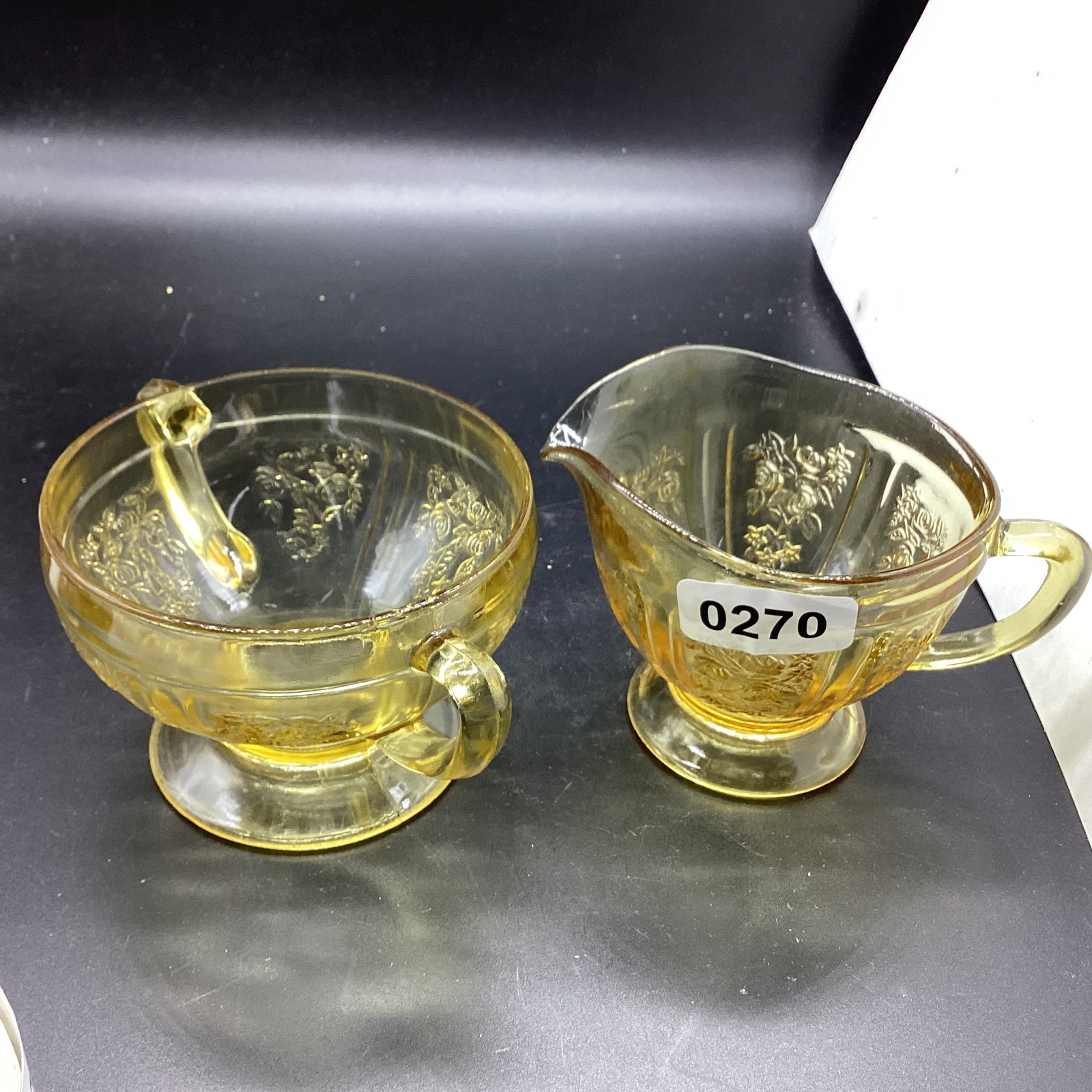 DEPRESSION CABBAGE ROSE SUGAR & CREAMER: GOOD SHAPE