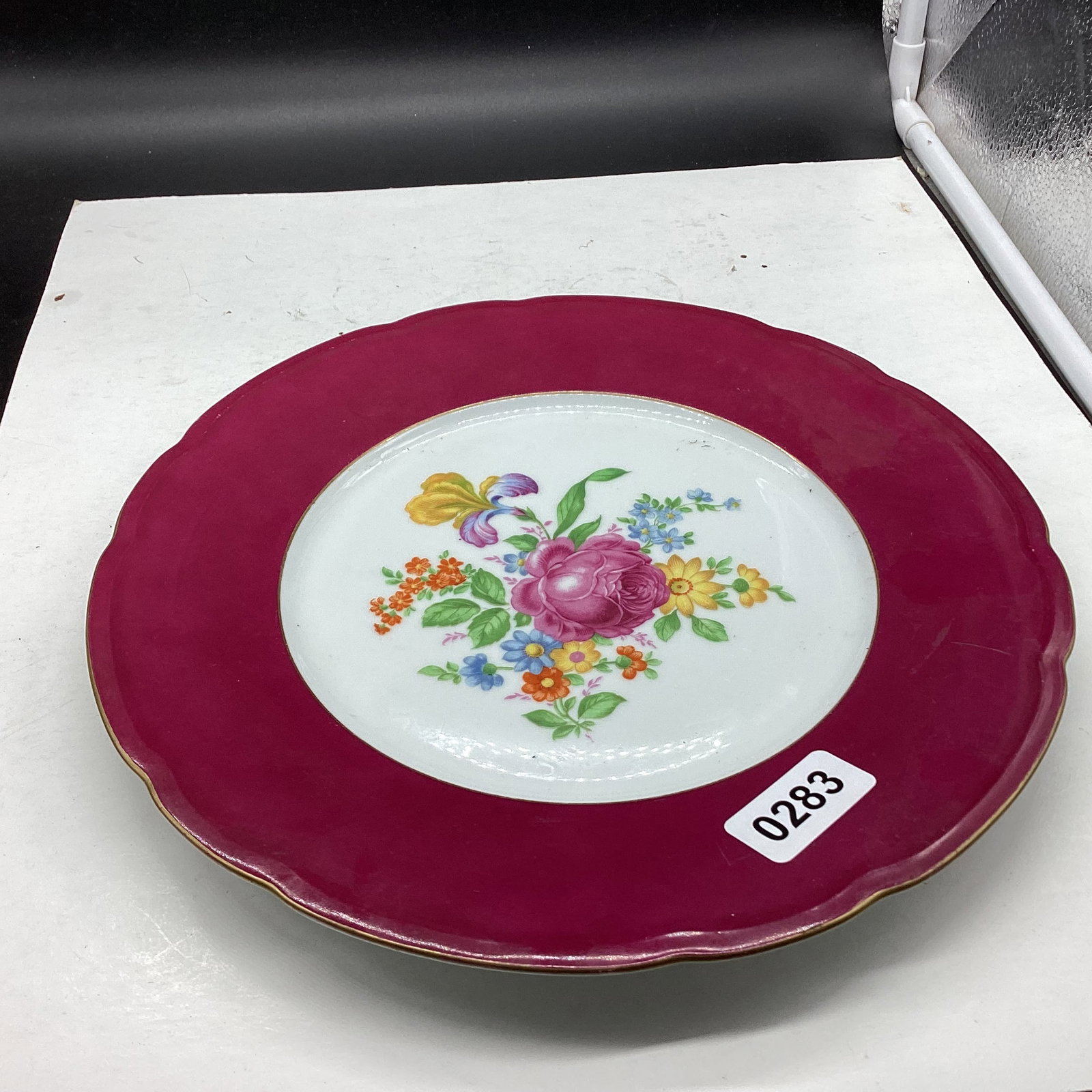 PORCELIAN HAND PAINTED PLATE CZECHOSLOVAKI: 10 3/4" W GOOD SHAPE