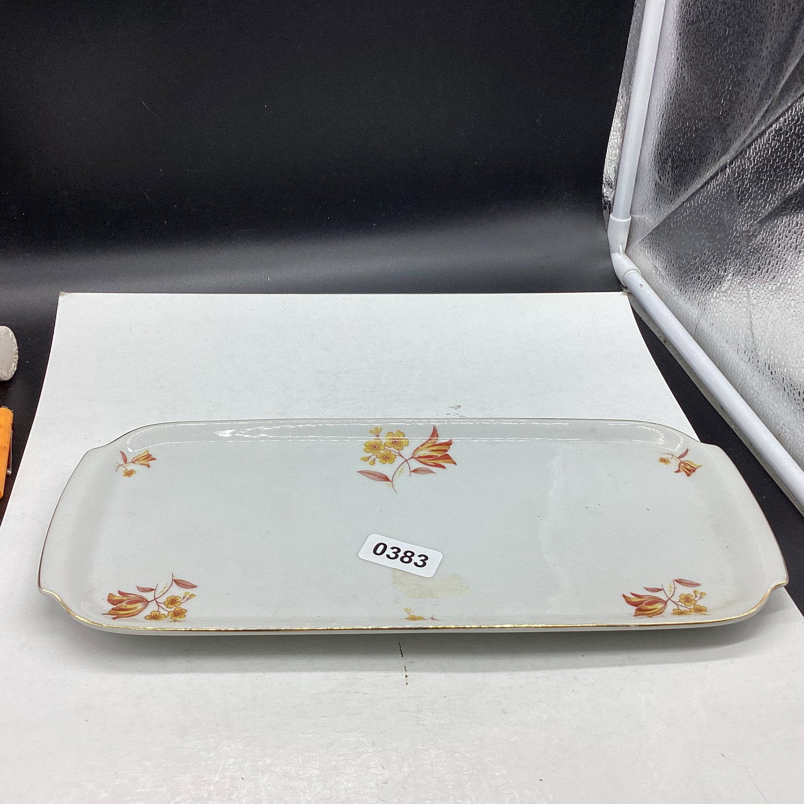 PORCELIAN OVAL TRAY SIGNED: 6 X 13 1/2" GOOD SHAPE