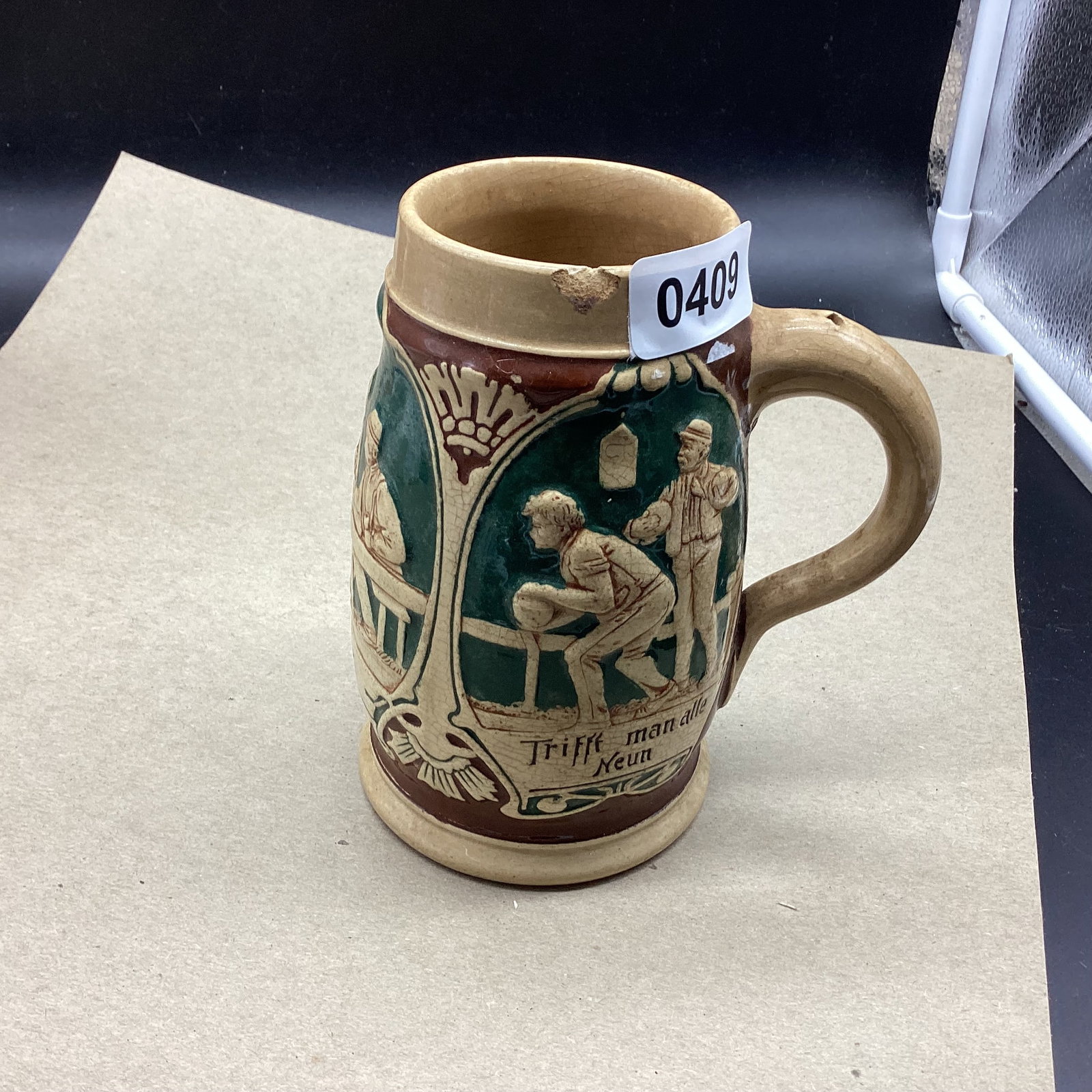 GERMANY BEER MUG: HAS CHIP ON TOP RIM 6" TALL