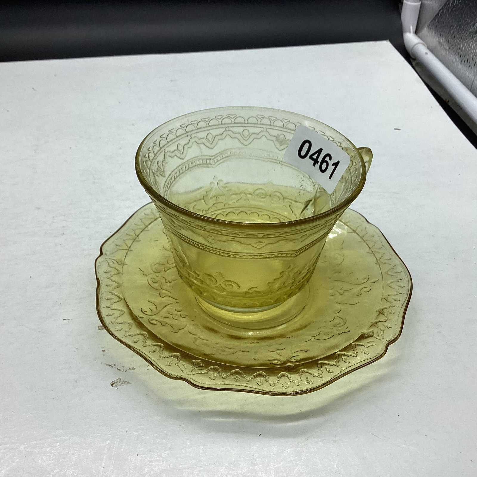 DEPRESSION SPOKE PATTERN CUP & SAUCER: GOOD SHAPE
