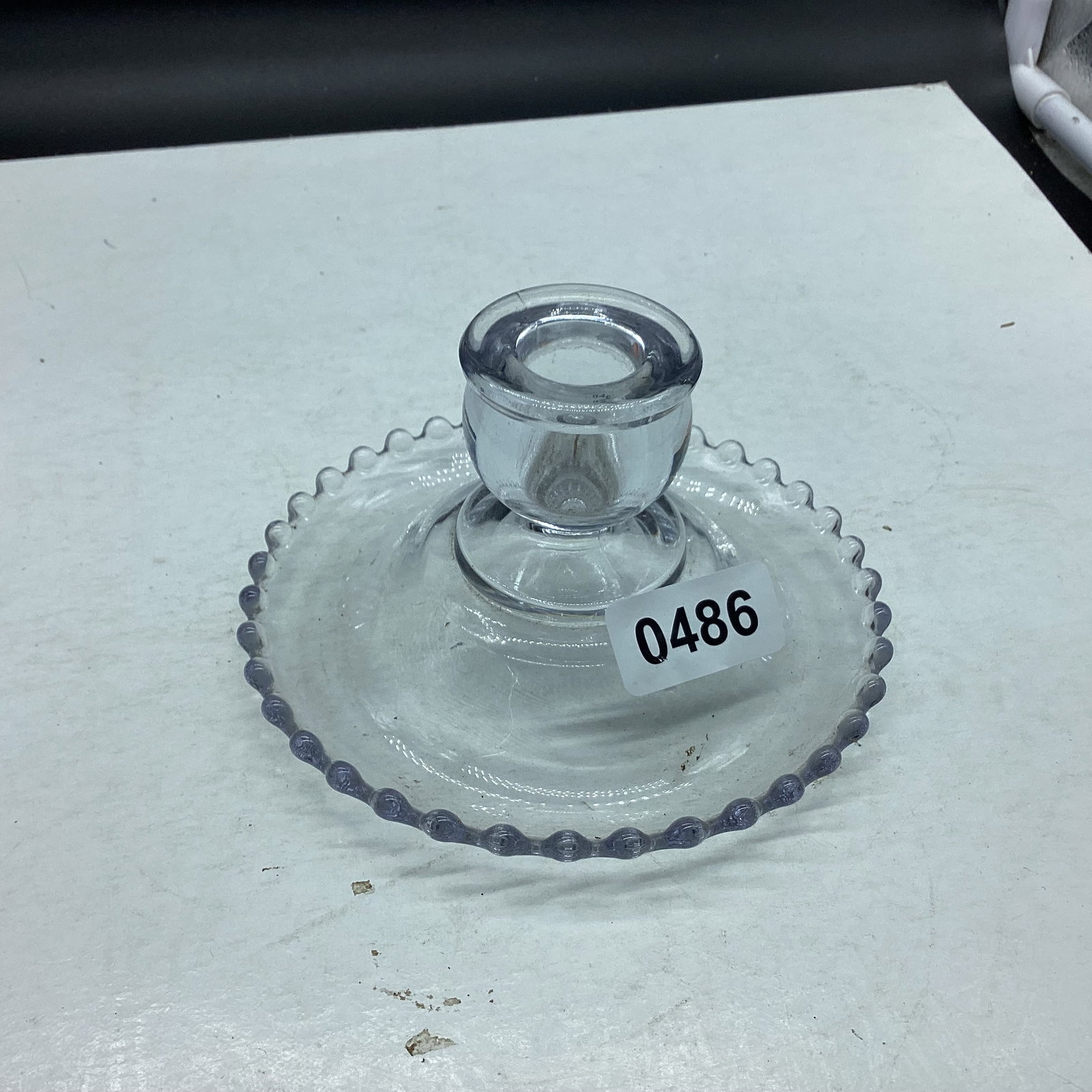 IMPERIAL CANDLEWICK CANDLE HOLDER: 3" T X 5 1/2 W GOOD SHAPE