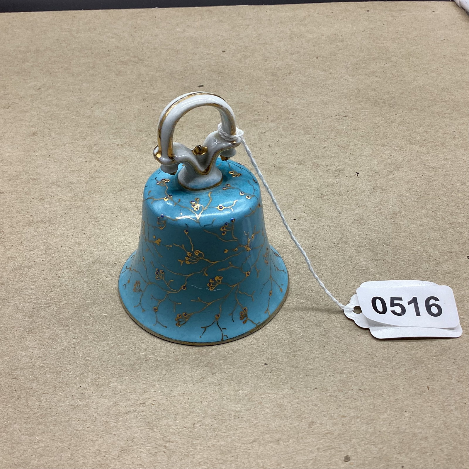 PORCELIAN BELL: 3 1/2" TALL GOOD SHAPE