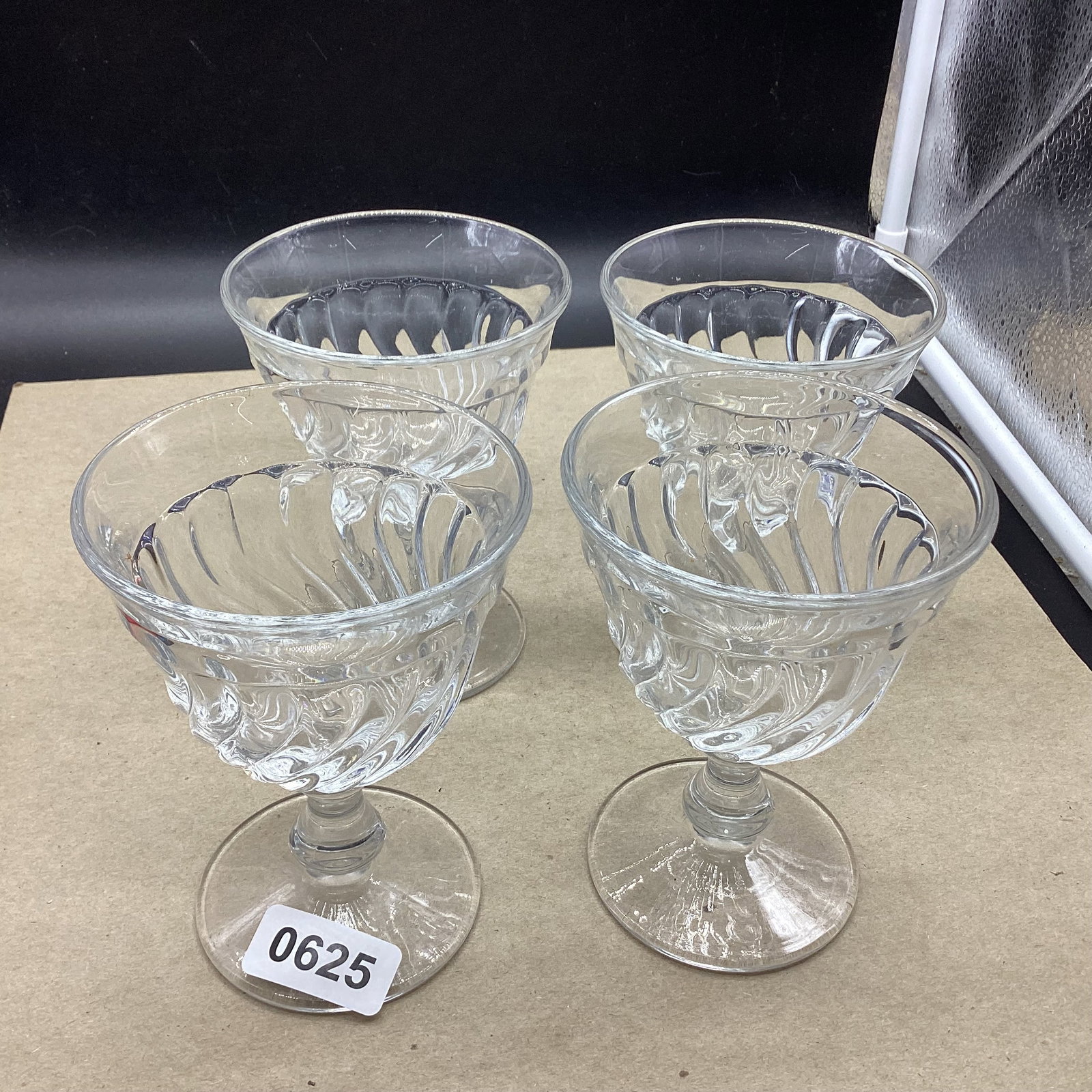 4 FOSTORIA COLONY WATER GOBLETS: 5 1/4" TALL GOOD SHAPE
