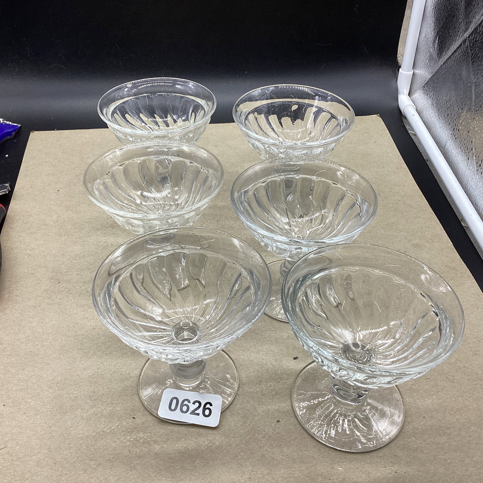 6 FOSTORIA COLONY SHERBERTS: 3 1/2" TALL GOOD SHAPE