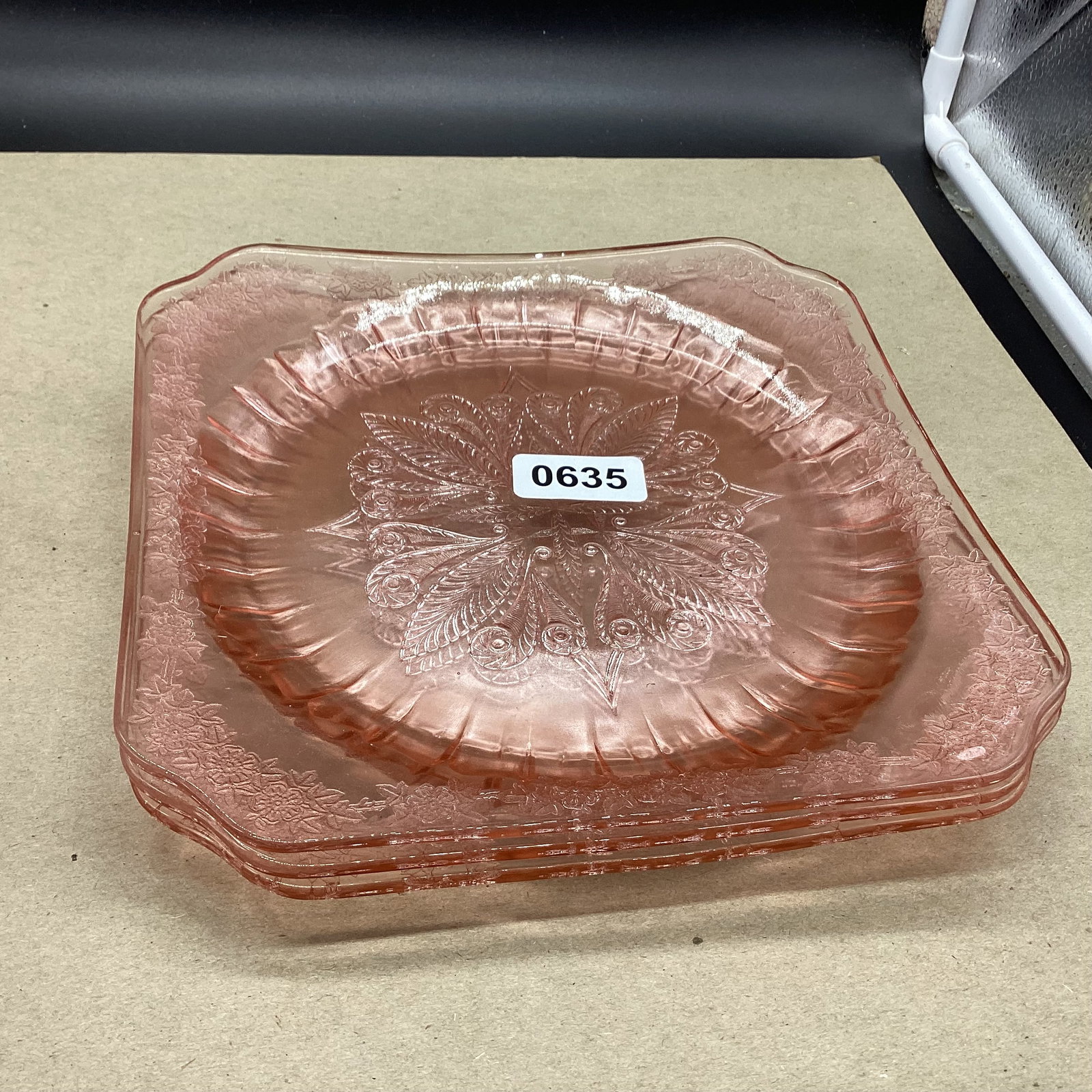 3 DEPRESSION ADAM DINNER PLATES: 9 1/2 WIDE GOOD SHAPE