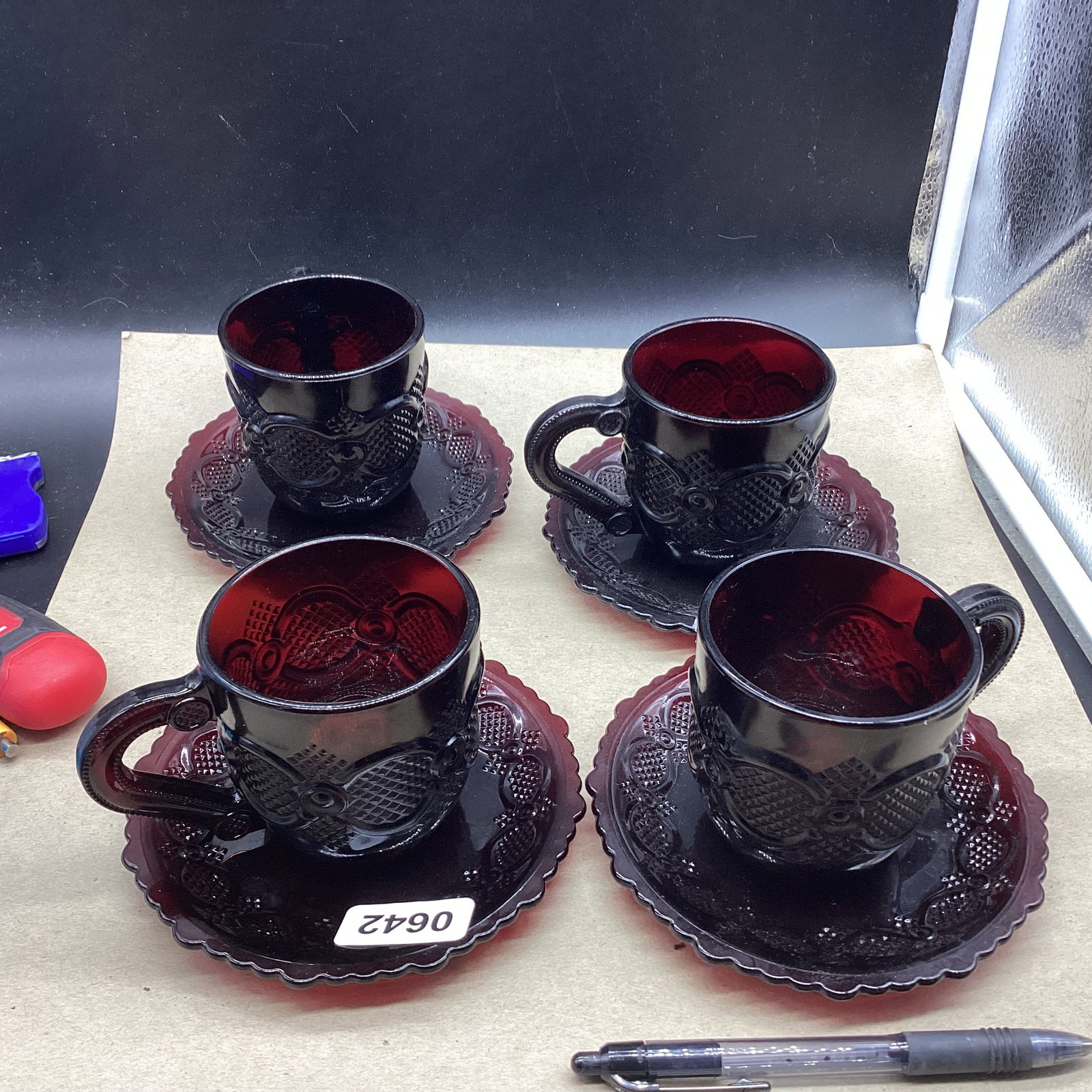 4 AVON CAPE COD CUP & SAUCERS: GOOD SHAPE
