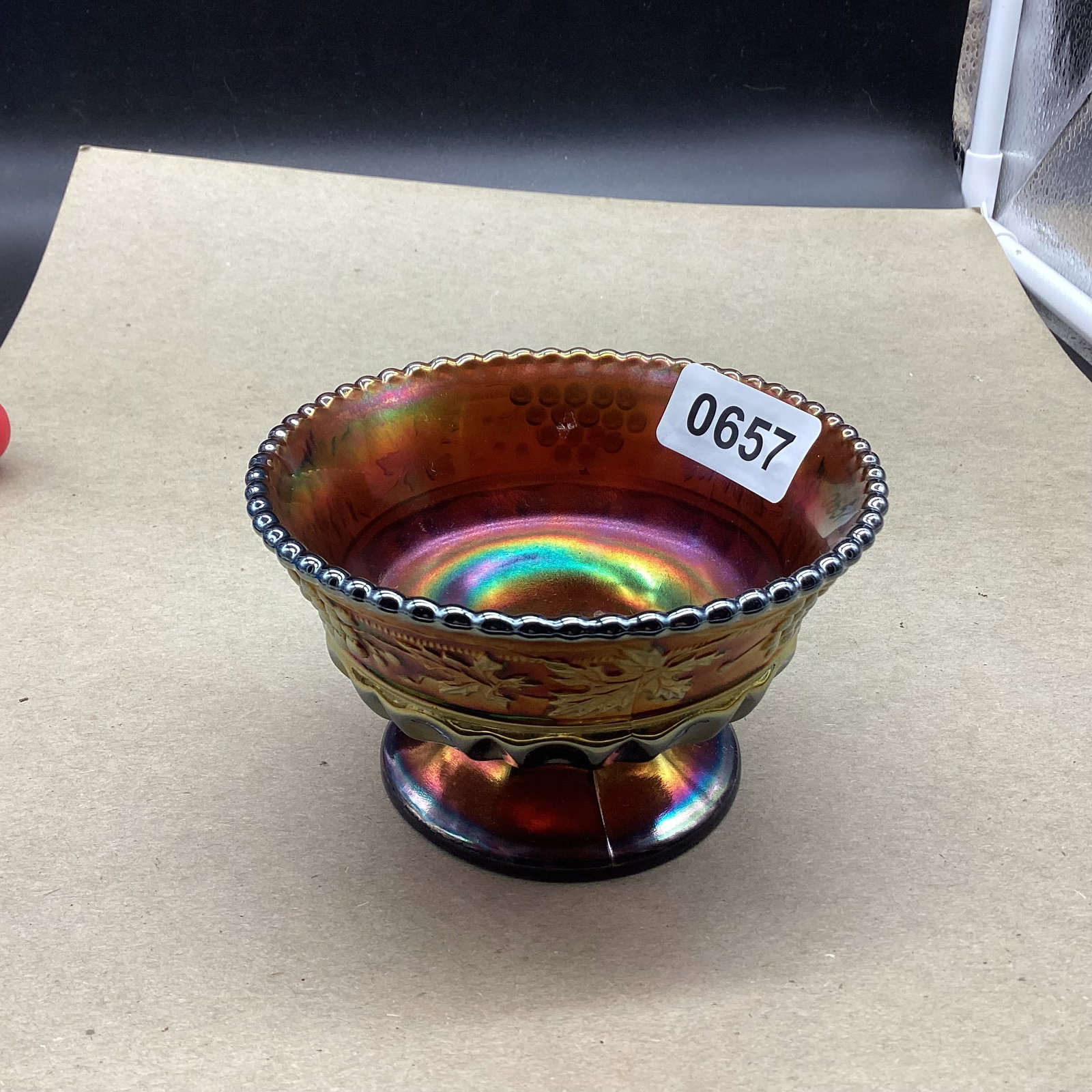 NORTHWOOD FOOTED GRAPE & CABLE SAUCE BOWL: 2 3/4 X 4 1/2 GOOD SHAPE