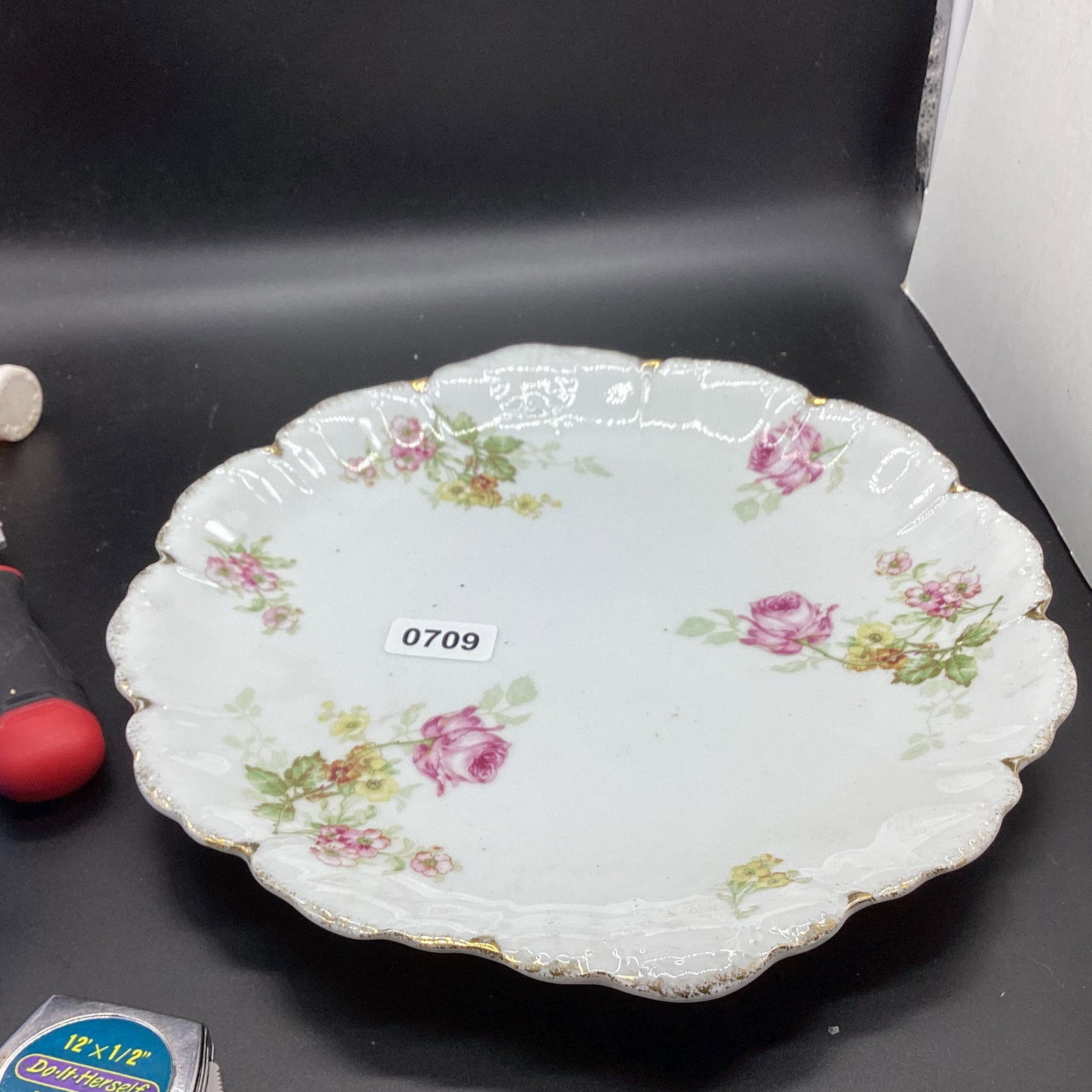 HAND PAINTED PORCELIAN TRAY BY BAVARIA: 12 1/23" W GOOD SHAPE