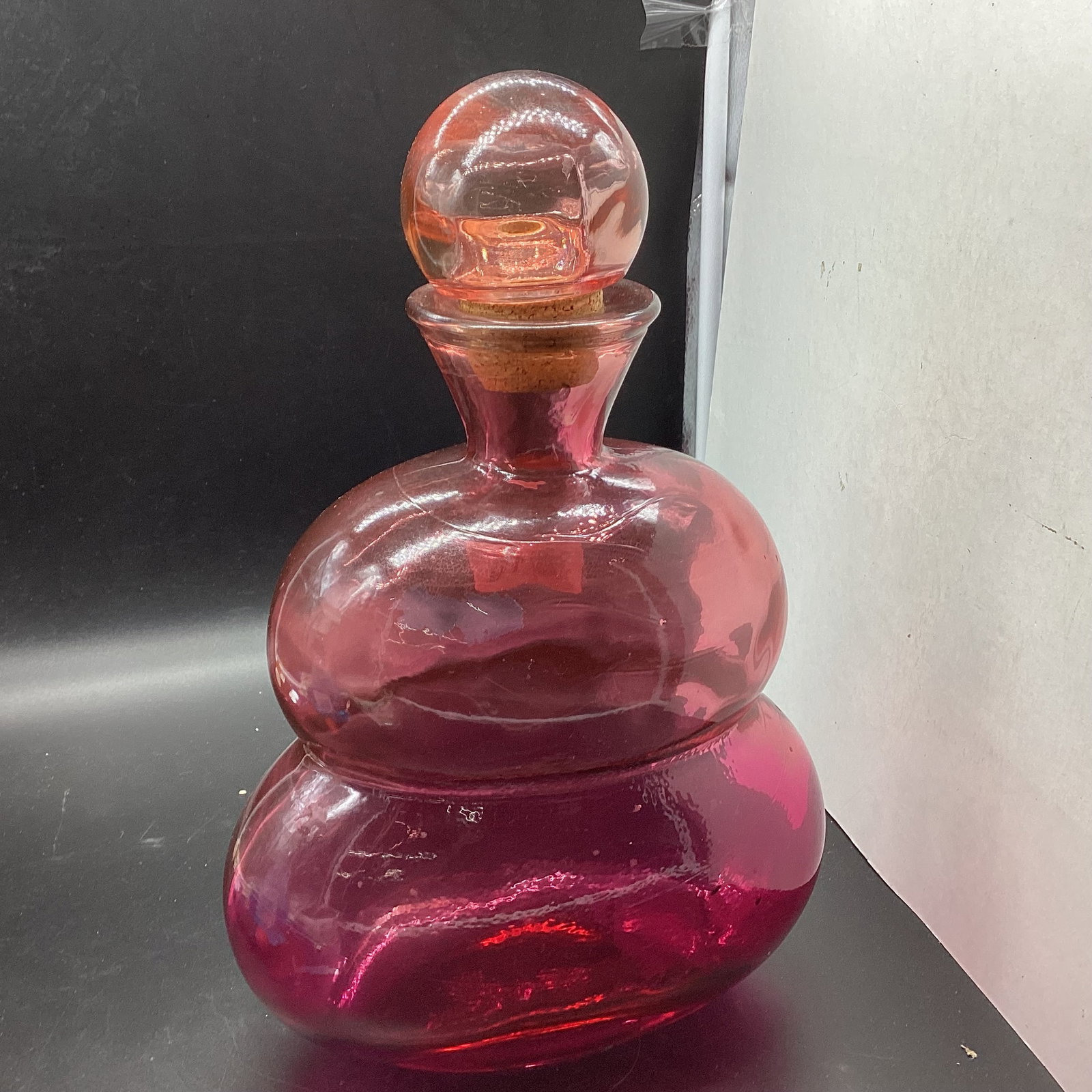 LARGE MCM RED DECANTER W/STOPPER - 2