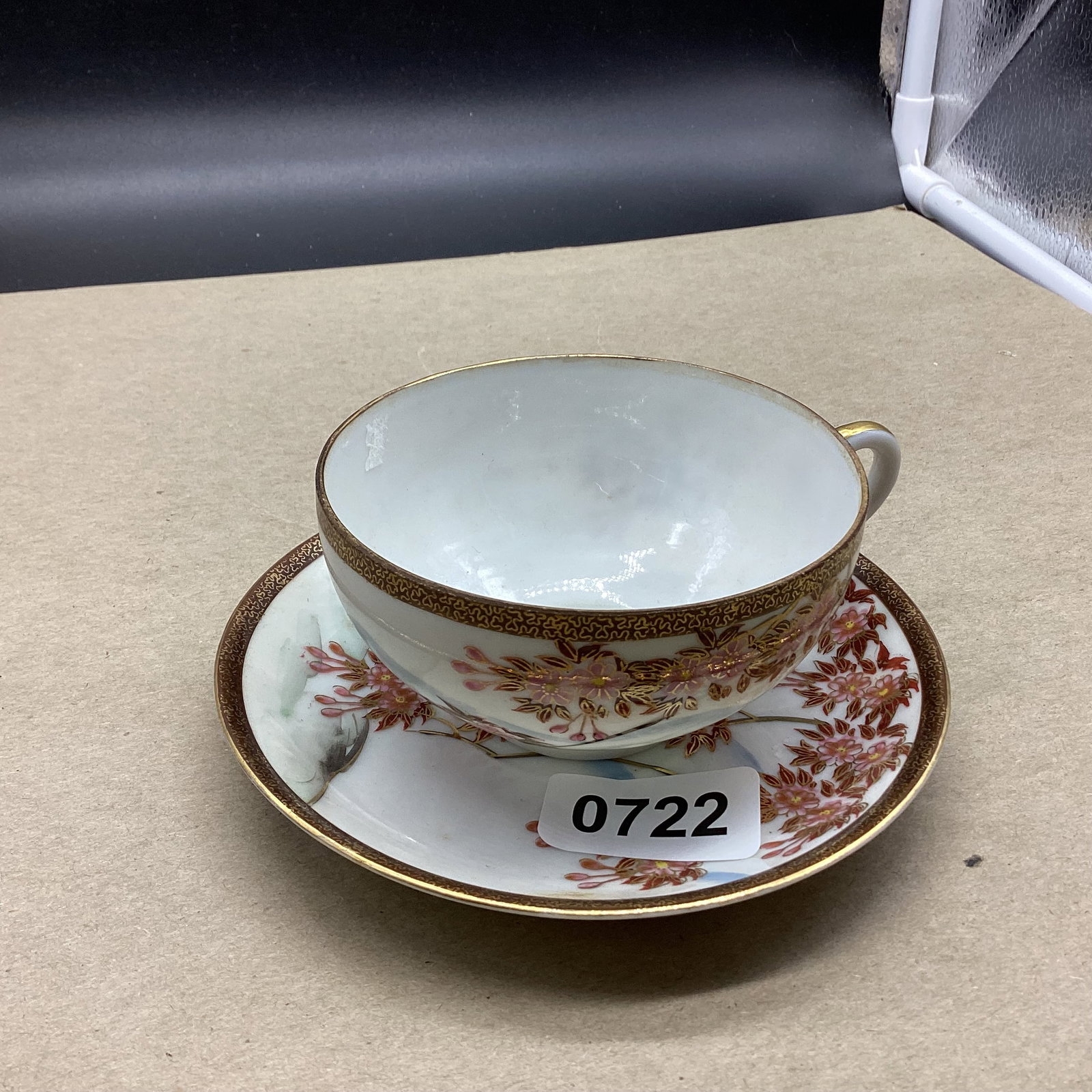 HAND PAINTED PORCELIAN CUP & SAUCER: GOOD SHAPE