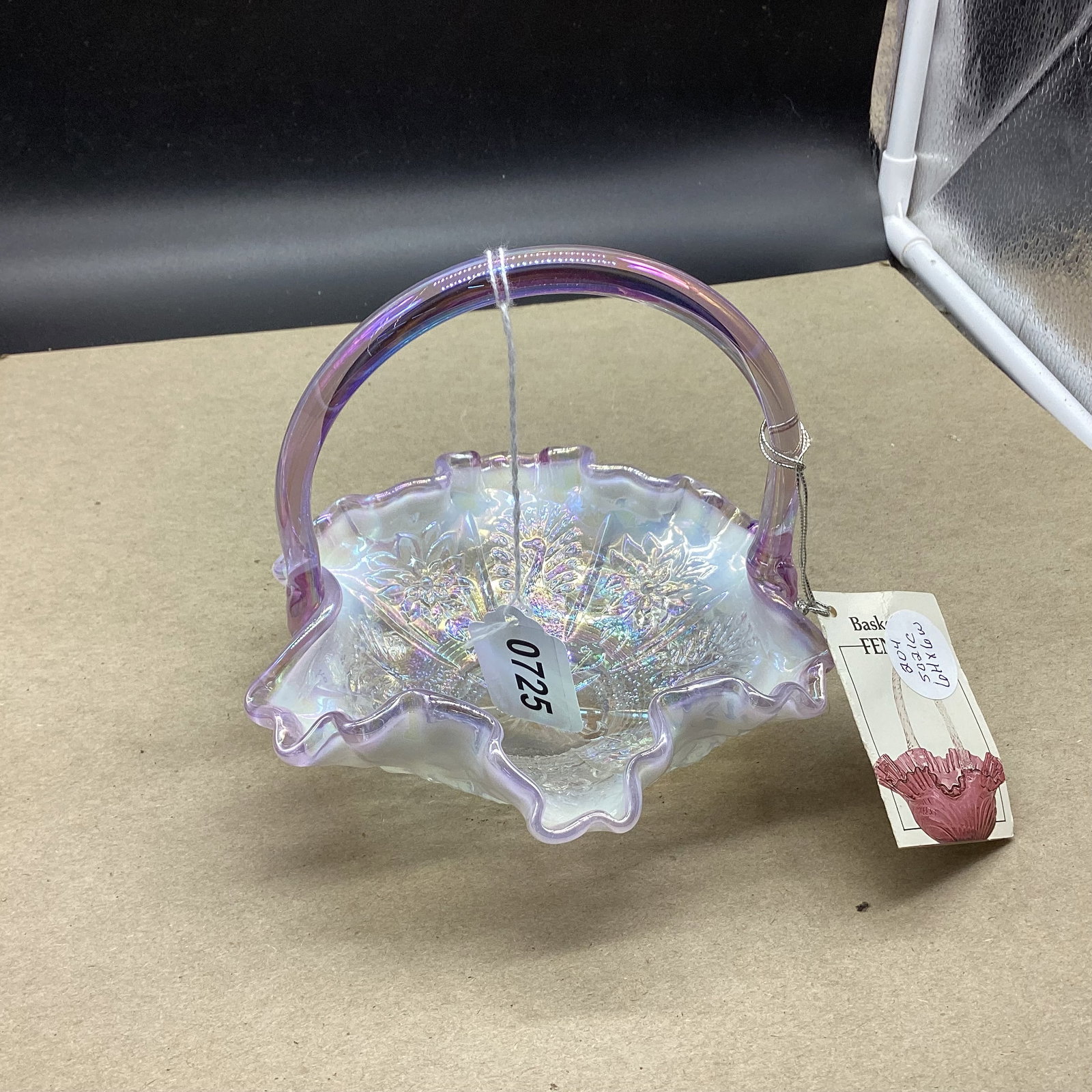 FENTON LILAC OPALESCENT BASKET (1 of 1)