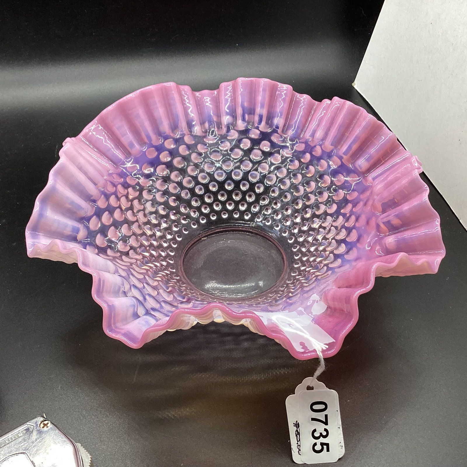 FENTON OPALESCENT HOBNAIL BOWL: 3 1/2 X 10 GOOD SHAPE