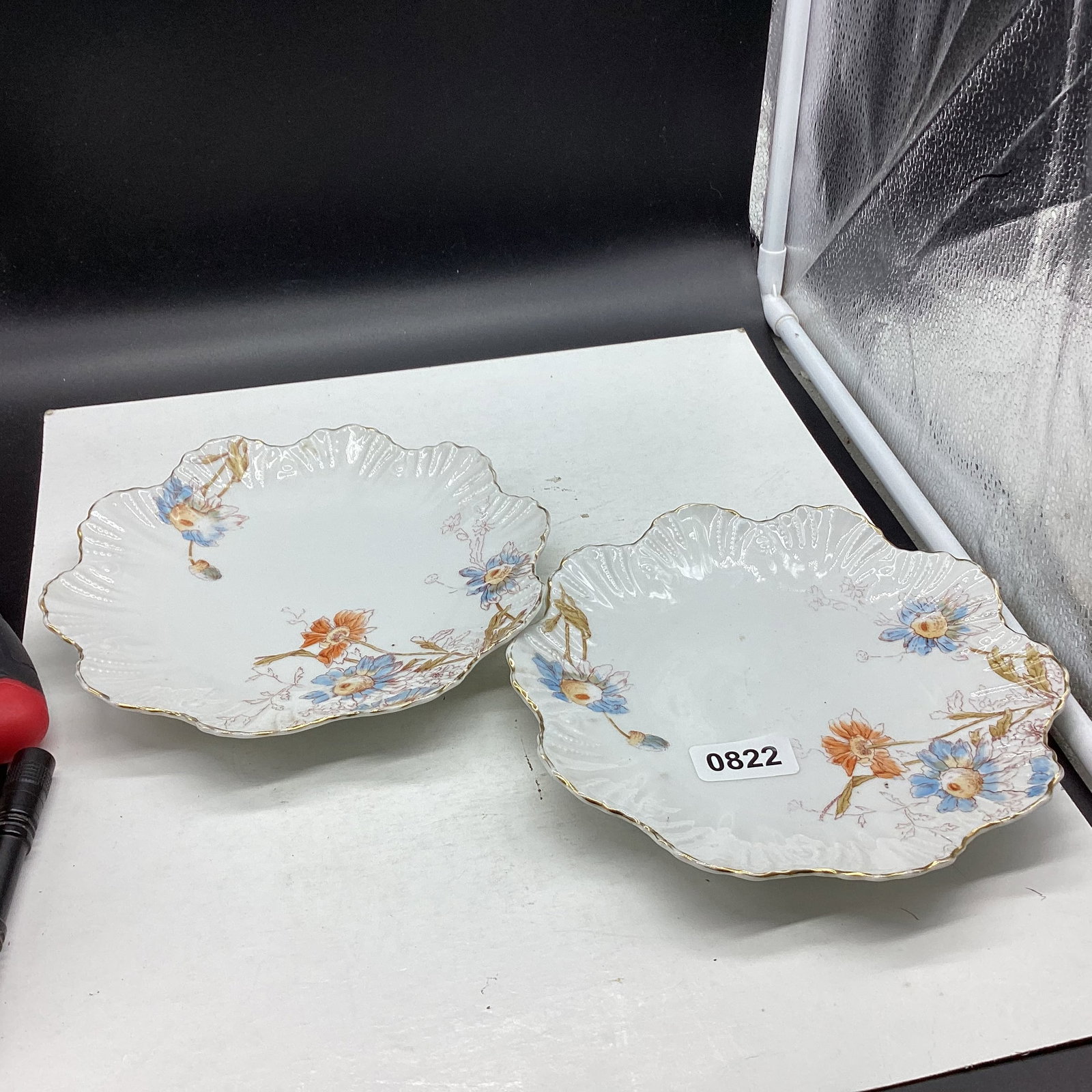 2 PORCELIAN PLATES: 8 1/4" WIDE GOOD SHAPE