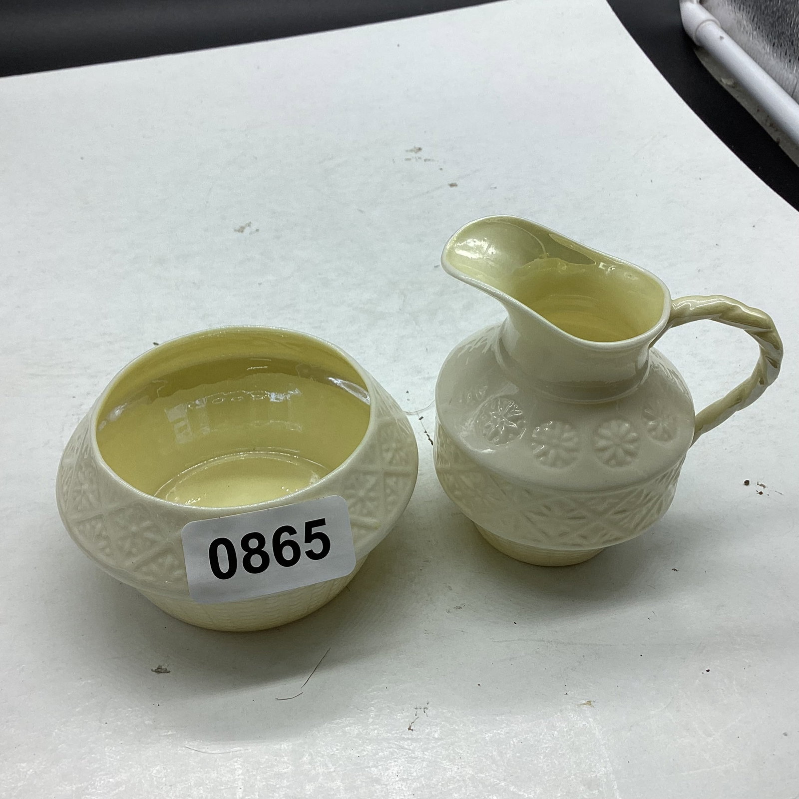 BELEEK SUGAR & CREAMER GREEN MARK (1 of 2)