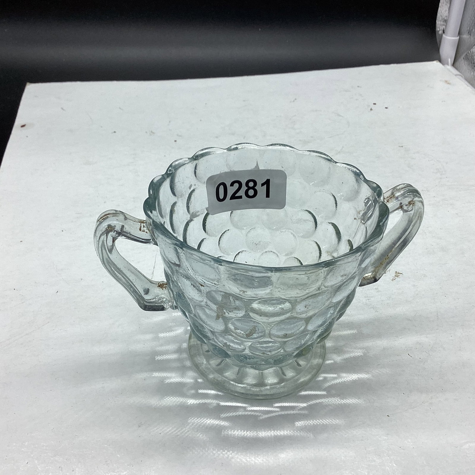 DEPRESSION BLUE BUBBLE SUGAR BOWL: GOOD SHAPE