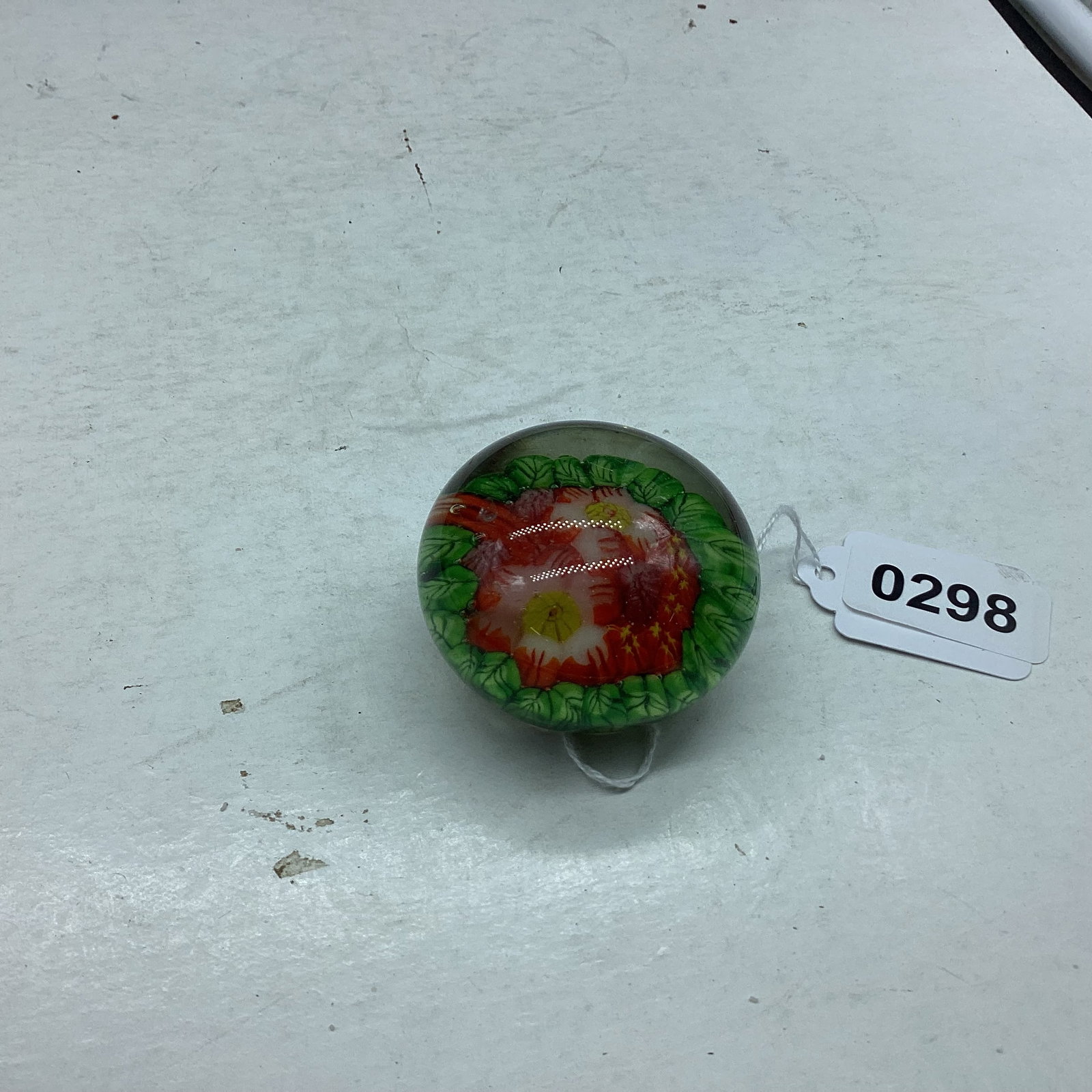 HAND BLOWN PAPER WEIGHT: 1 1/2 X 2 GOOD SHAPE