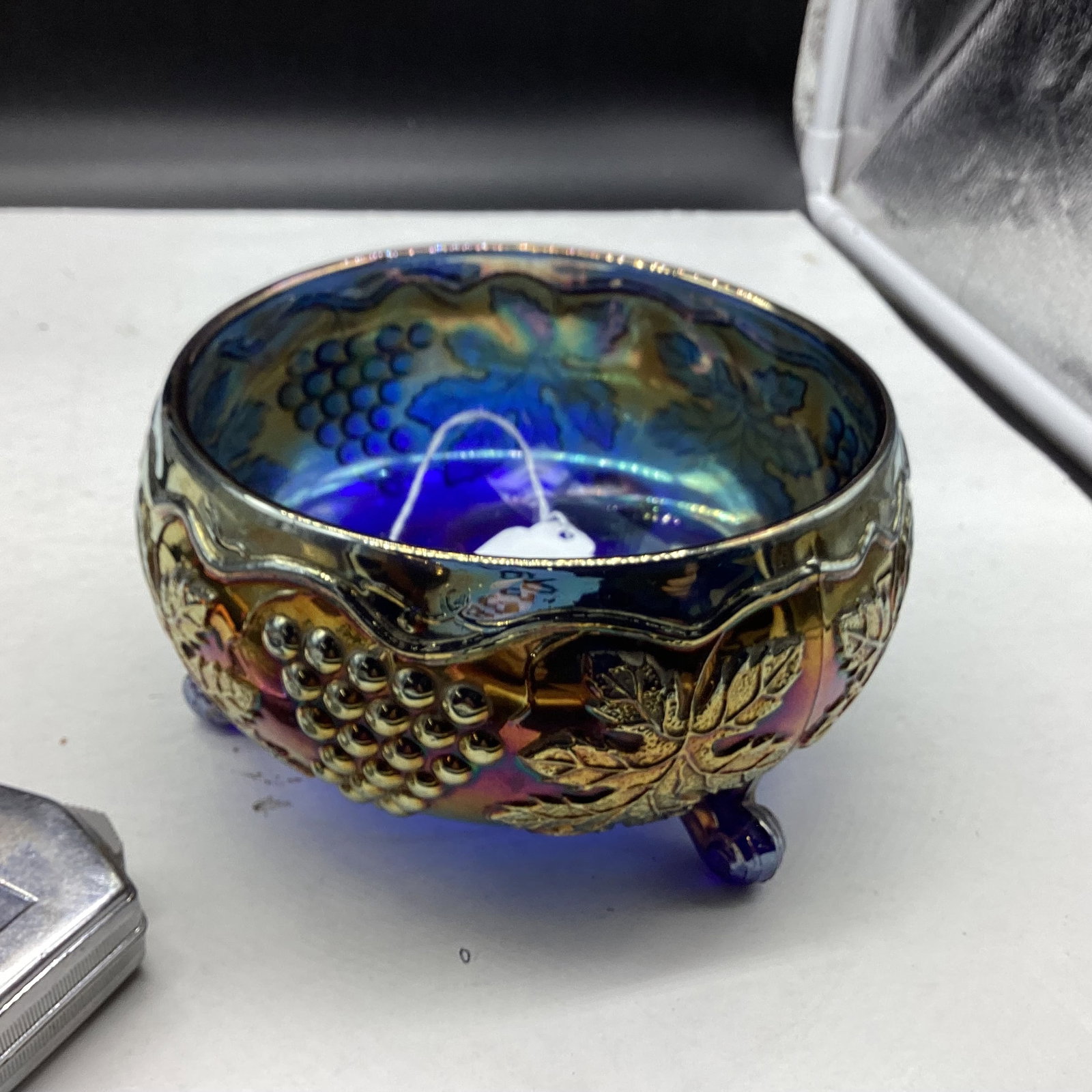 FENTON DRAGON & LOTUS CARNIVAL BOWL: 2 X 8 1/2 GOOD SHAPE