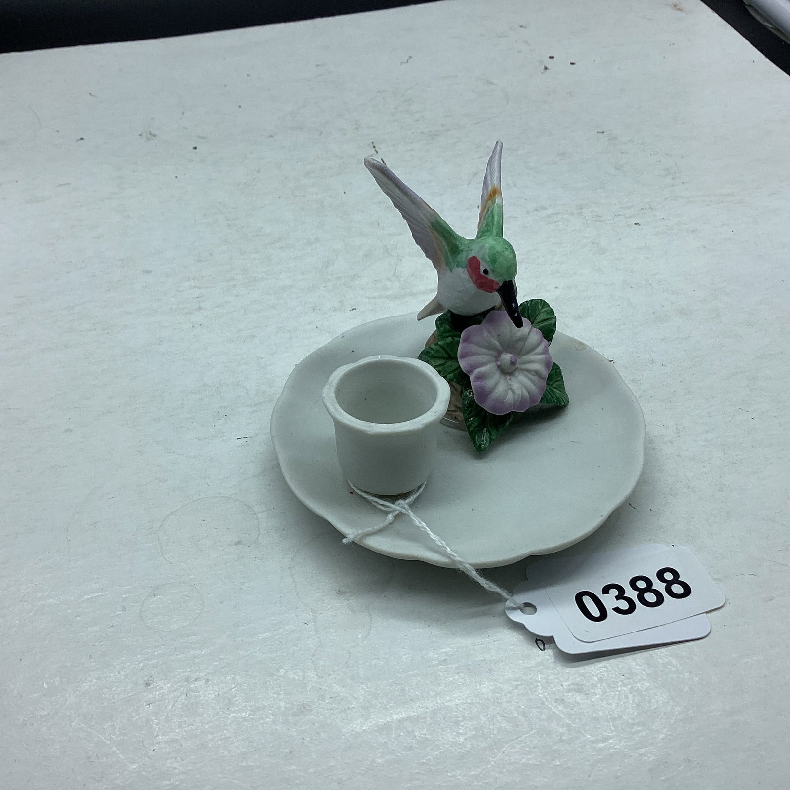 HUMMING BIRD CANDLE HOLDER: 2 1/2 X 3 1/2 GOOD SHAPE
