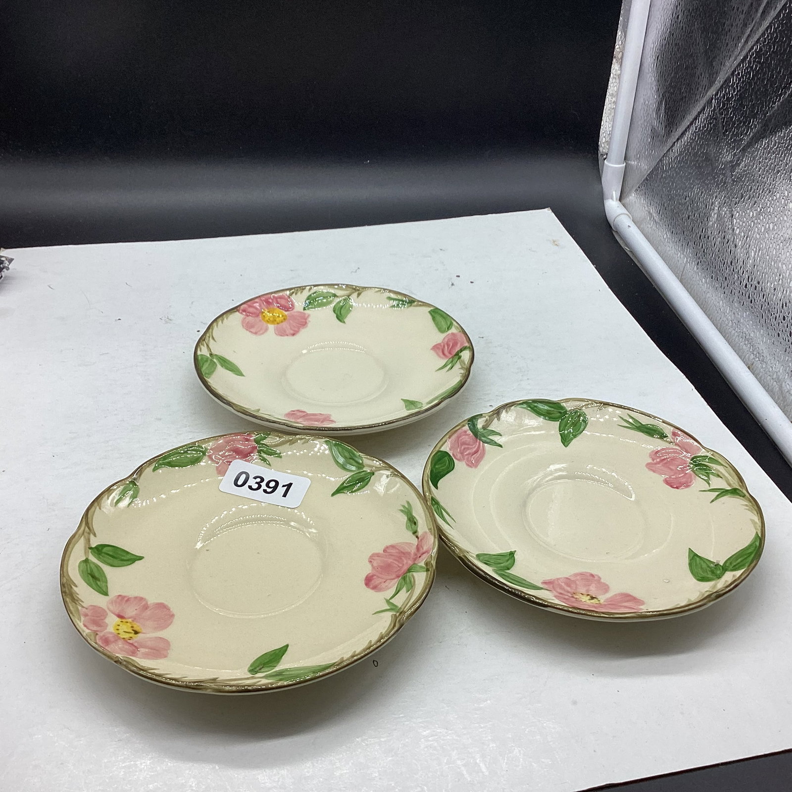 3 FRANCISCAN DESERT ROSE SAUCERS: GOOD SHAPE