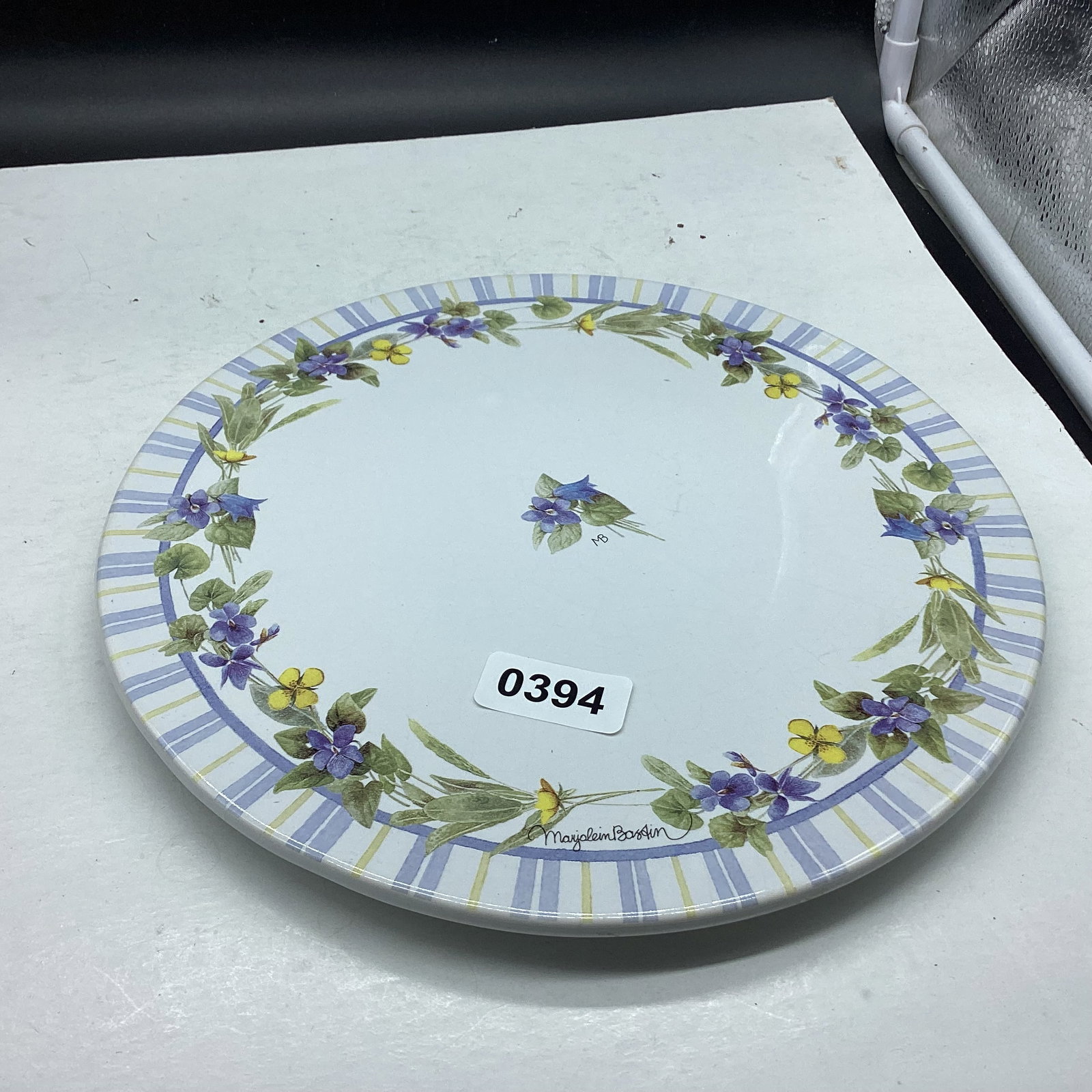 HAND PAINTED CAKE PLATES KETCHBOOK VIOLETS: 10 1/4 WIDE GOOD SHAPEE