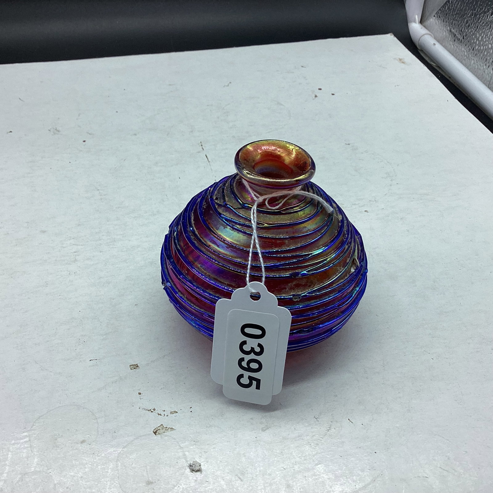 ART GLASS BOTTLE: 31/4" TALL GOOD SHAPE