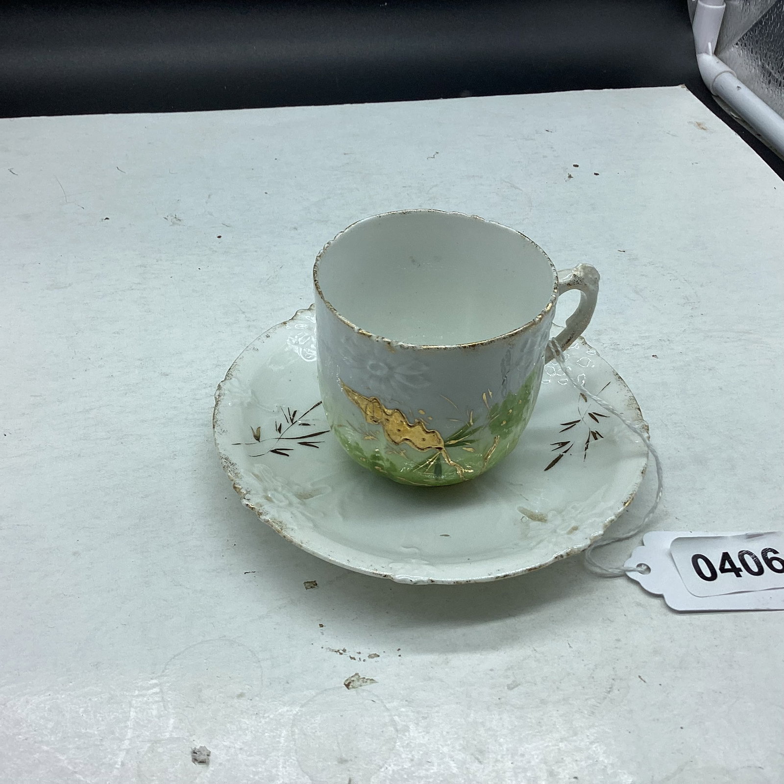 PORCELIAN DEMITASSIE CUP & SAUCER: GOOD SHAPE