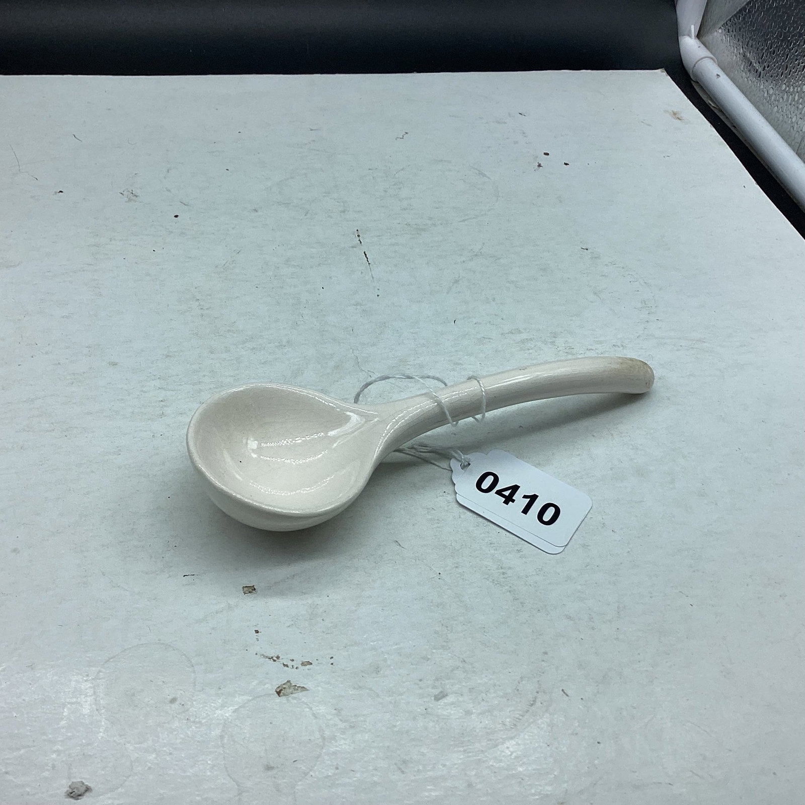 PORCELIAN LADDLE: 6 1/2" W GOOD SHAPE