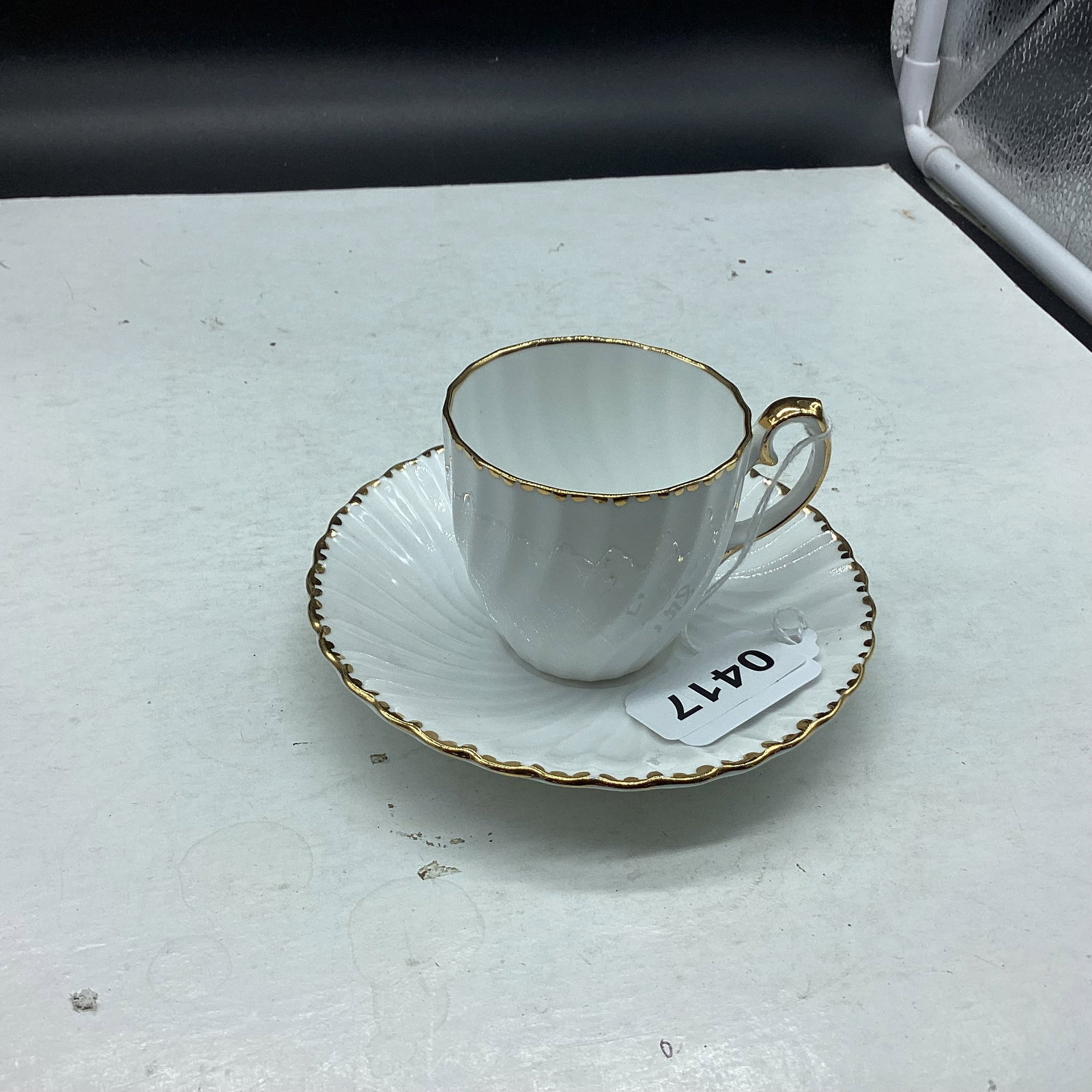 PORCELIAN DEMITASSIE CUP & SAUCER: GOOD SHAPE
