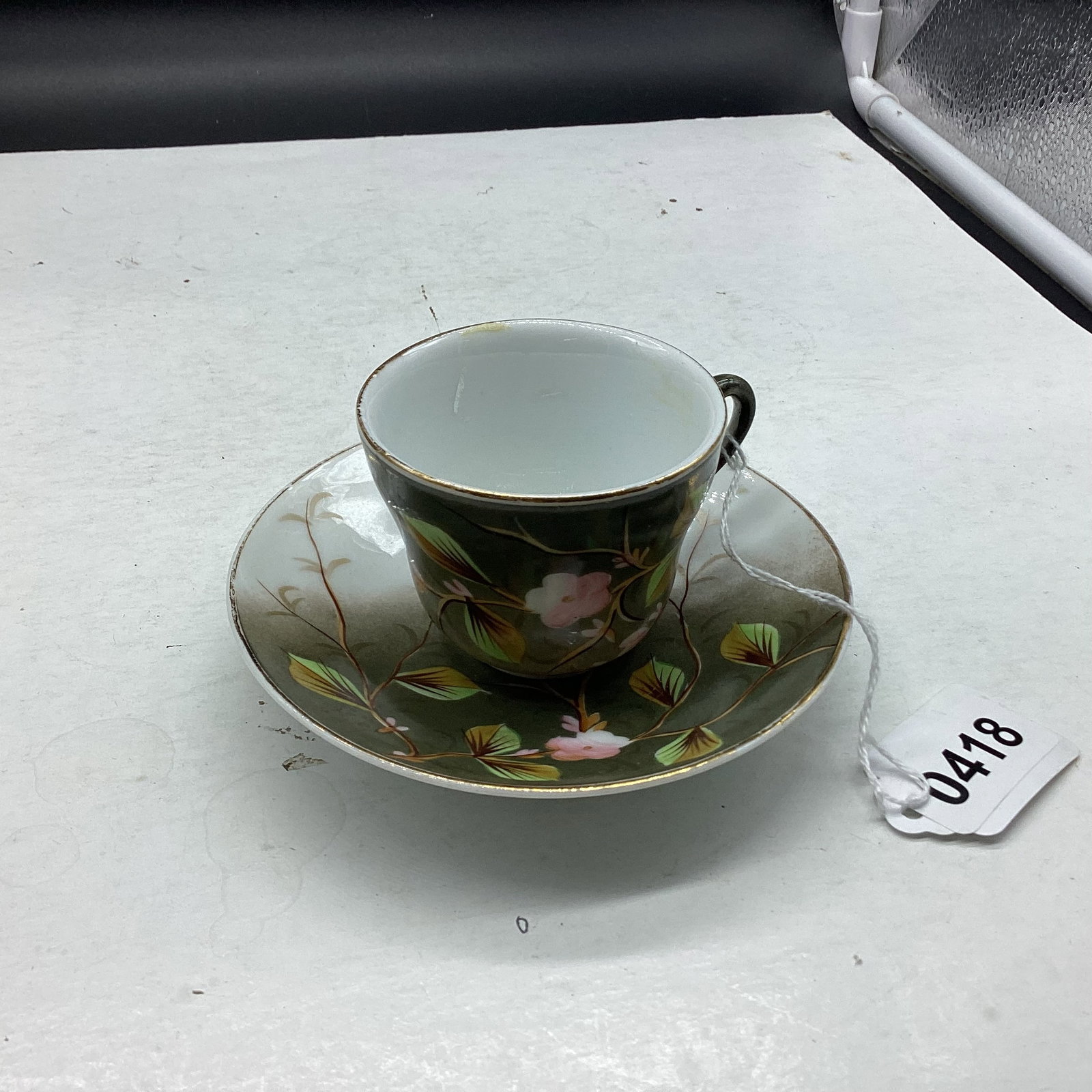 PORCELIAN DEMITASSIE CUP & SAUCER: GOOD SHAPE