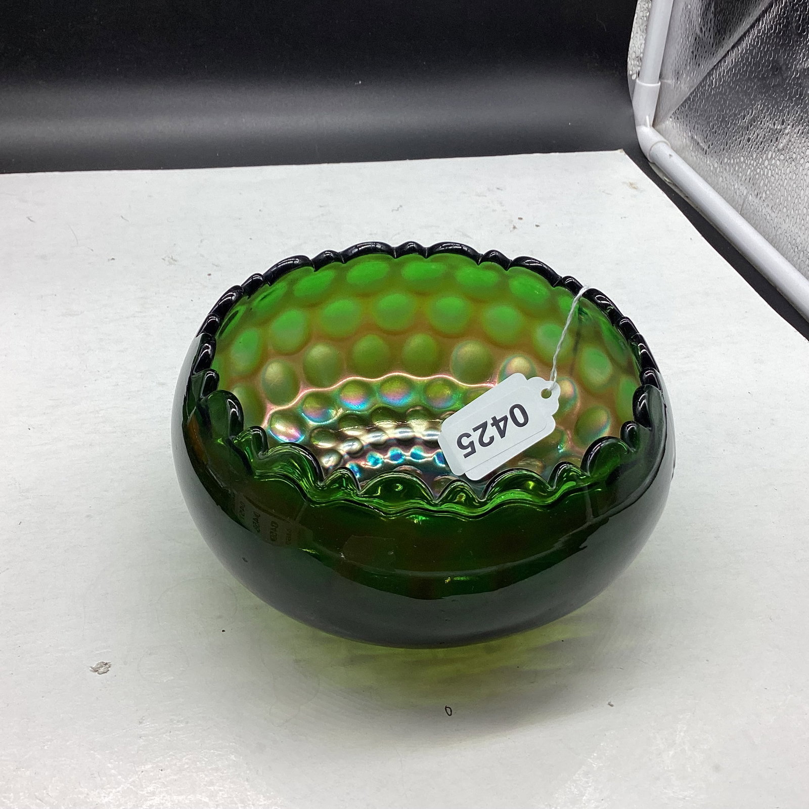 FENTON COIN DOT BOWL: 3" TALL X 5" WIDE GOOD SHAPE