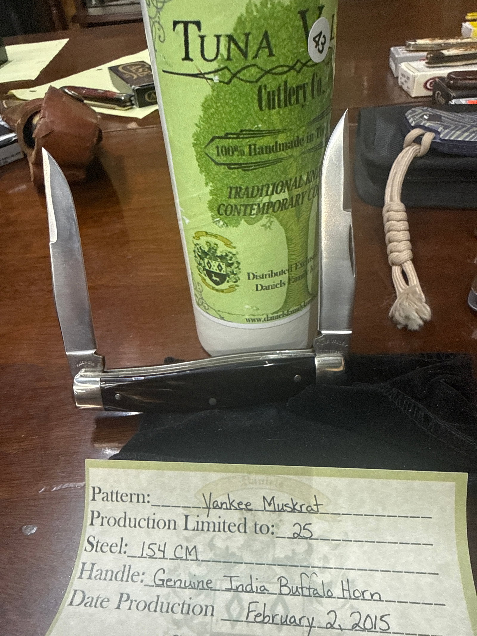 Tuna valley yankee muskrat buffalo horn: New in tube from 2015 only 25 made