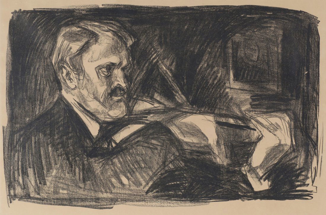 Edvard MUNCH (1863-1944) Lito. "Arve Arvesen II",: Edvard MUNCH (1863-1944). Lito. "Arve ArvesenII", 1920, usign. Woll 639. (59x91cm) 60.000