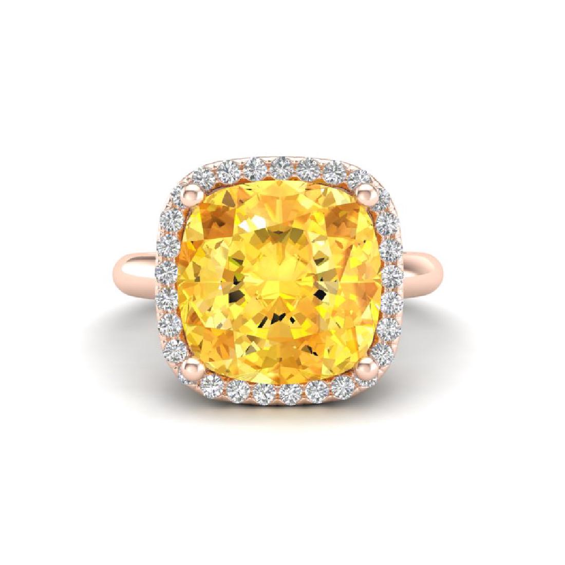 6 CTW Citrine And Micro Pave Halo VS/SI Diamond Ring: 23095 - REF-47X3T ---- 6 CTW Citrine And Micro Pave Halo VS/SI Diamond Ring Solitaire 14K Rose Gold ---- Luxury Designer Brand Ring Appraised Retail Price at $2,850 ---- SKU Number US23095 14k Rose go