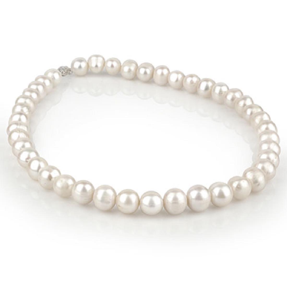Natural Fresh Pearl (11-12Mm) Necklace 14K White Gold: REF-30H5M ---- Natural Fresh Pearl (11-12Mm) Necklace 14K White Gold ---- Manufacturer's Suggested Retail Price: $1650 Item: Pearl Necklace Total Gem weight: 30 carats Metal: Solid 14k White Gold Gold