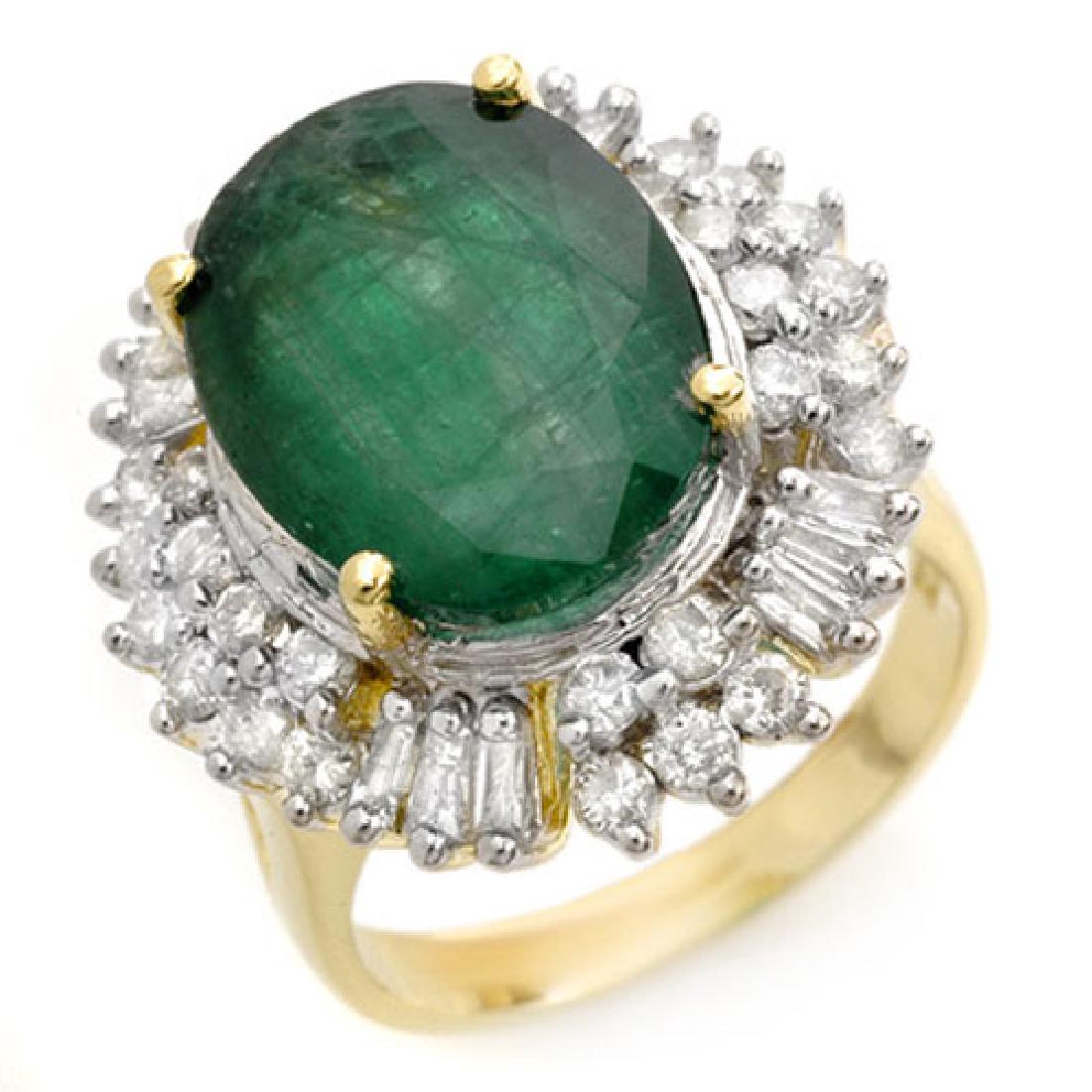11.75 CTW Emerald & Diamond Ring 14K Yellow Gold: 11.75 CTW Emerald & Diamond Ring 14K Yellow Gold ---- Manufacturer's Suggested Retail Price: $17600Item: Emerald RingTotal Gem weight: 11.75 carats Metal: Solid 14k Yellow Gold Jewelry Note: Ring Siz