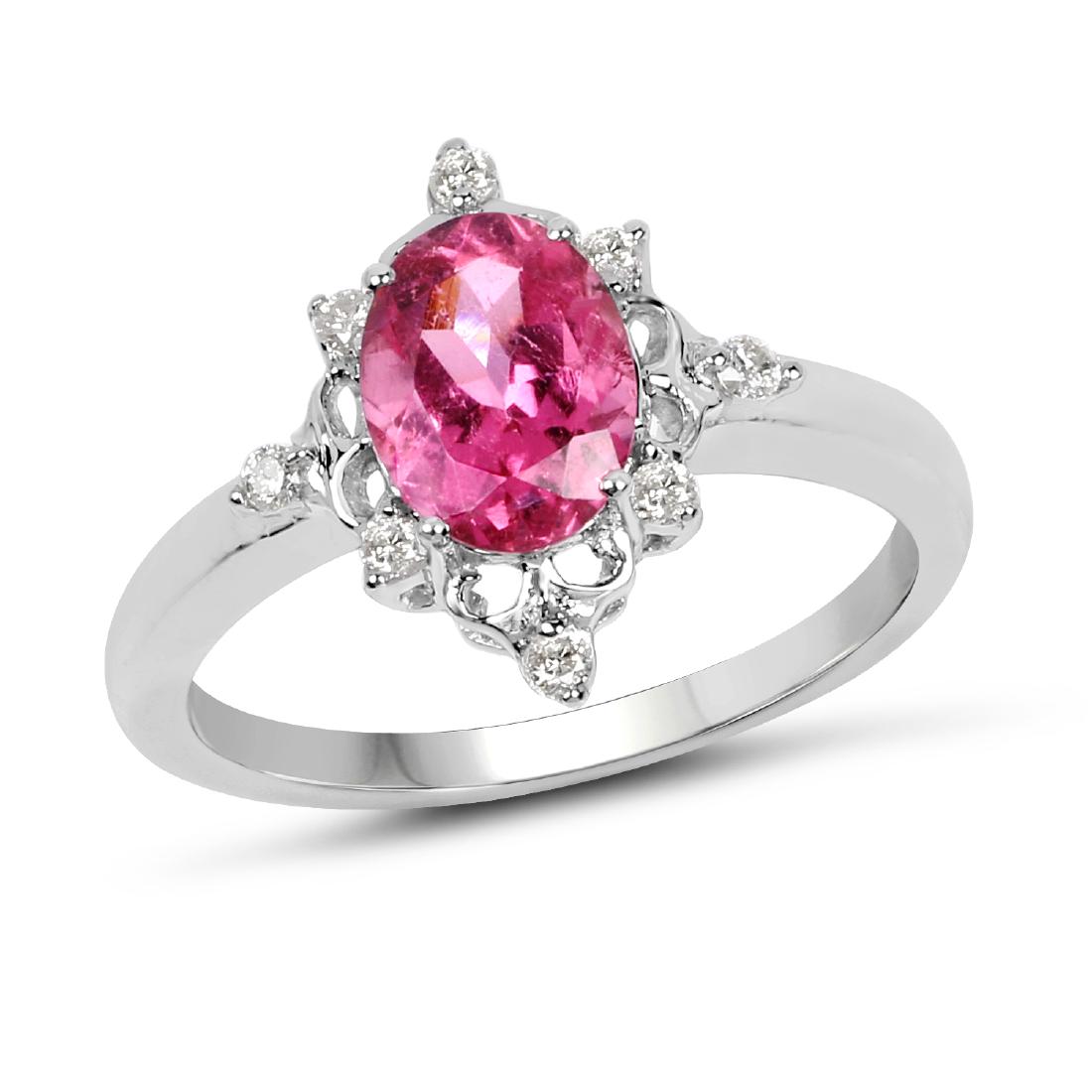 1.28 CTW Tourmaline & Diamond Ring 10K White Gold: 1.28 CTW Tourmaline & Diamond Ring 10K White Gold Manufacturer's Suggested Retail Price: $1500.00 Product Category: RingGemstone Description: Pink Tourmaline Oval 8x6mm - 1Pcs + White Diamond F/C Roun