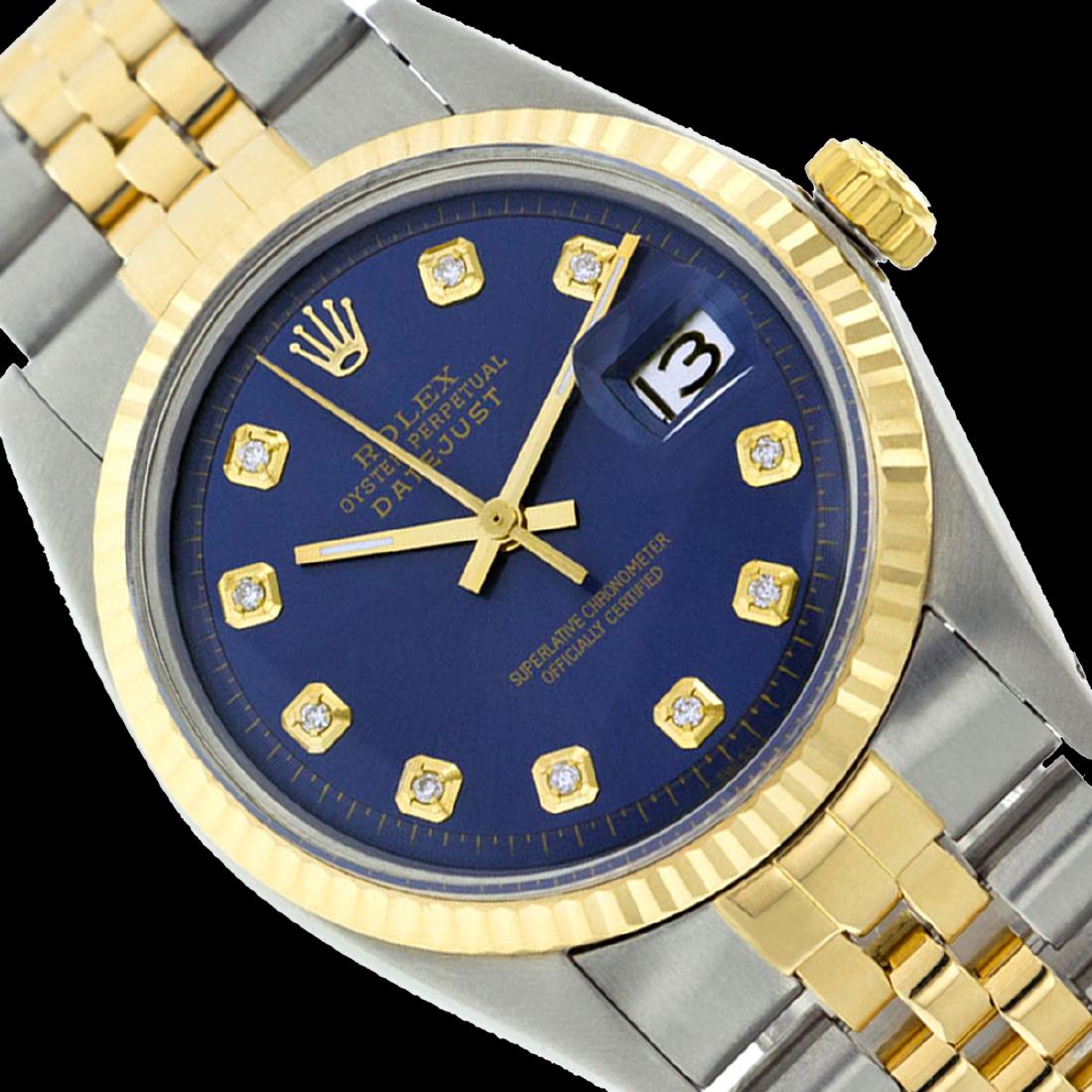 Rolex Men's Two Tone 14K Gold/SS, QuickSet, Diamond: Rolex Men's Two Tone 14K Gold/ss, QuickSet, Diamond Dial with Fluted BezelThis watch is in Excellent Condition.Newly serviced & Polished to Factory specifications. Prepetual, Self-Winding movement.Twi