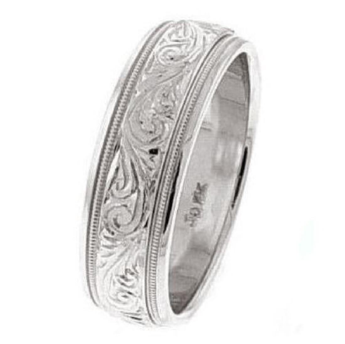 6 MM 14K White Gold Hand Engrave Wedding Band Size 7: 6 MM 14K White Gold Hand Engrave Wedding Band Size 7 Manufacturer's Suggested Retail Price: $2500.00 Product Line: Wedding BandItem Type: Hand EngraveMetal Stamp: 14KMetal Color: White GoldDimension: