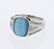 Gents Diamond Ring w/ Cushion cut Sapphire in 14K White