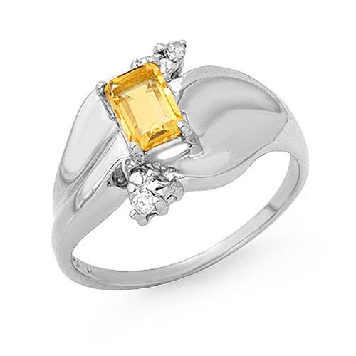 Natural 0.72 ctw Citrine & Diamond Ring 10K White Gold (1 of 2)