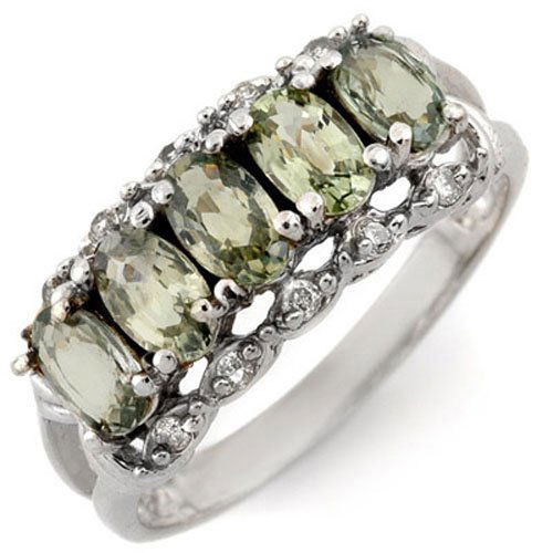 Natural 1.80 ctw Green Sapphire & Diamond Ring 10K (1 of 2)