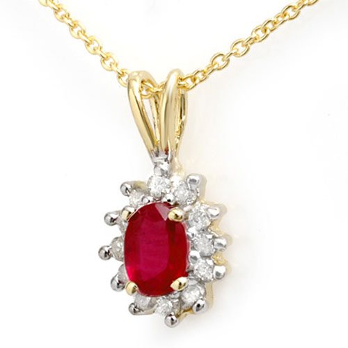 Natural 0.51 ctw Ruby & Diamond Pendant 10K Yellow Gold (1 of 2)
